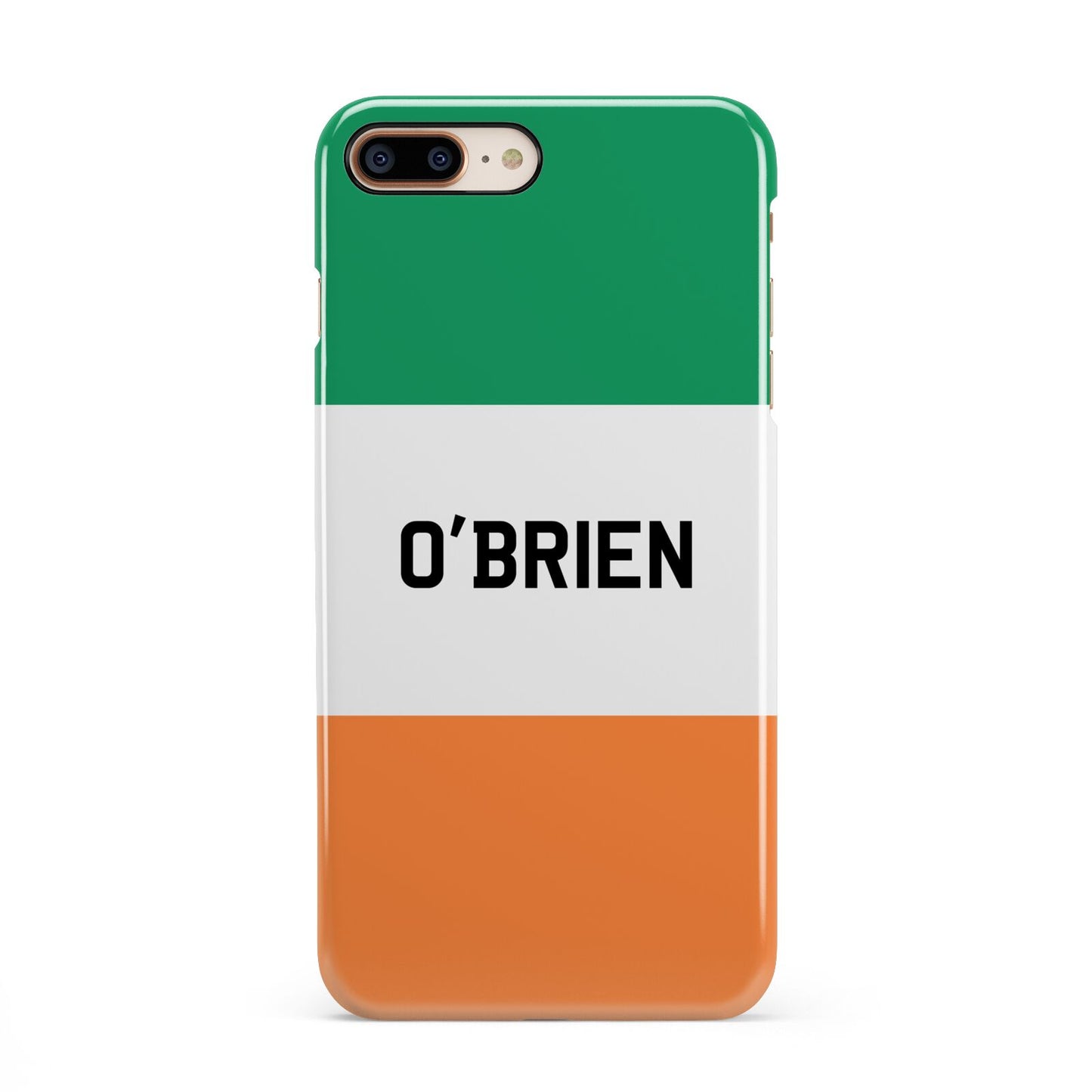 Irish Flag Personalised Name iPhone 8 Plus 3D Snap Case on Gold Phone