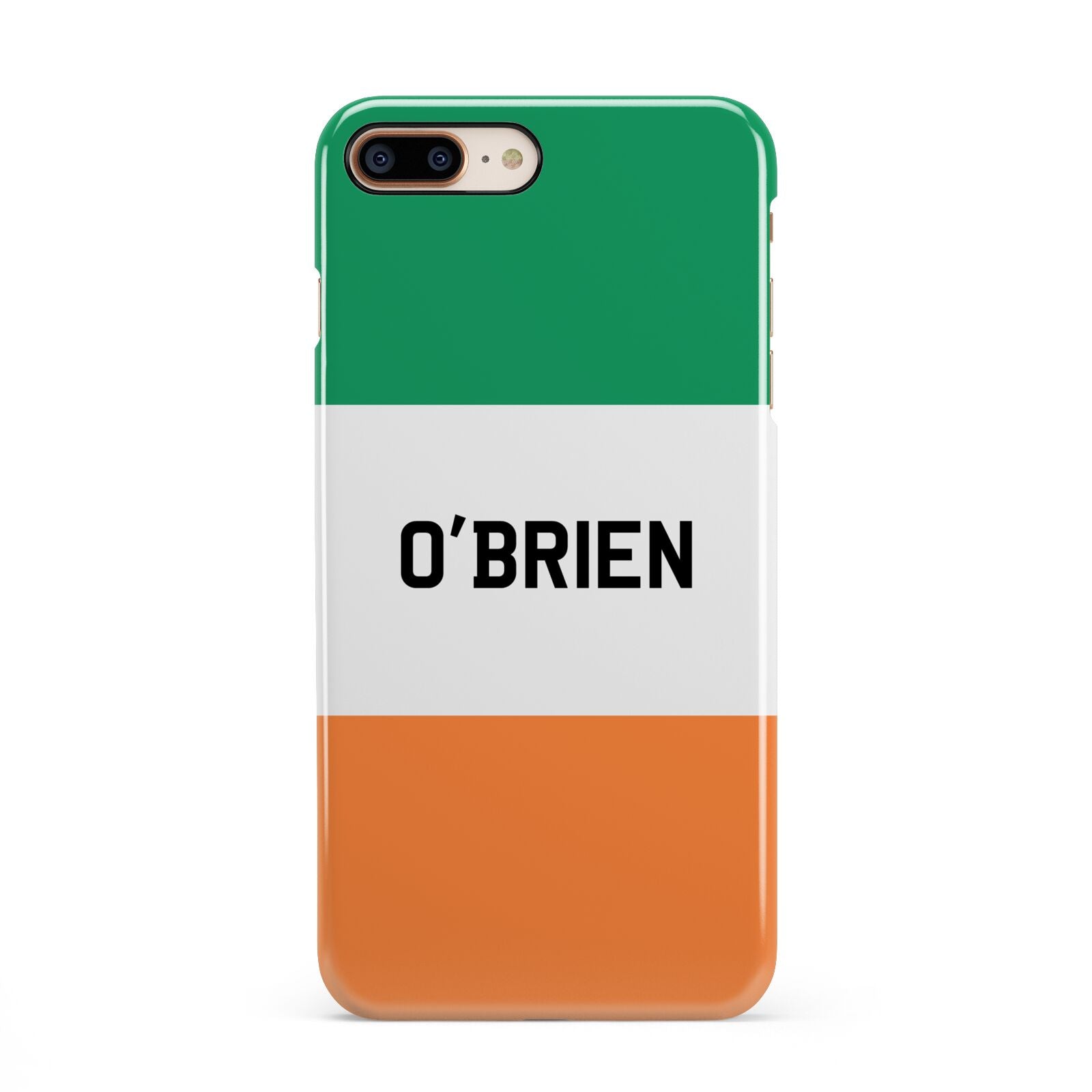 Irish Flag Personalised Name iPhone 8 Plus 3D Snap Case on Gold Phone