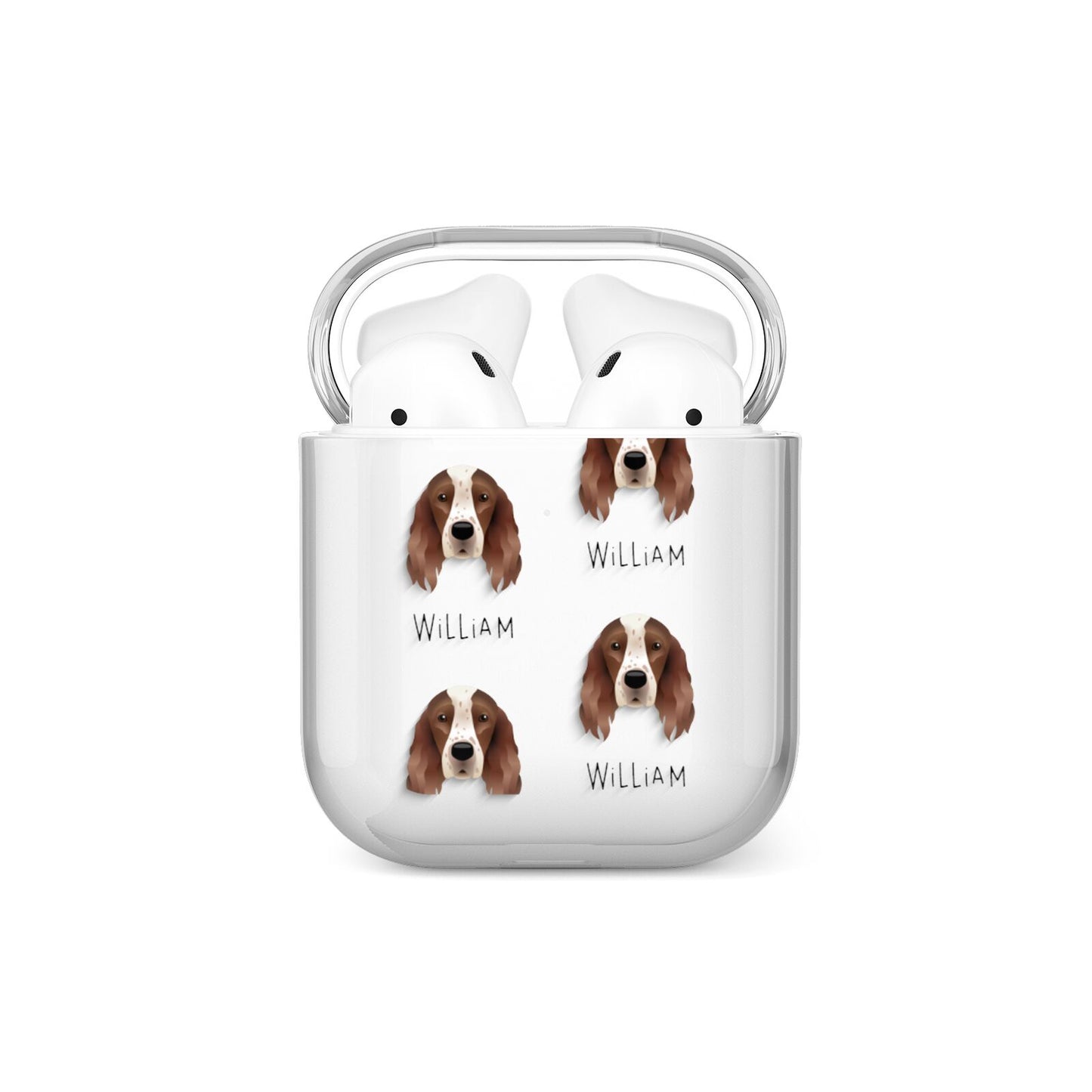 Irish Red White Setter Icon with Name AirPods Case