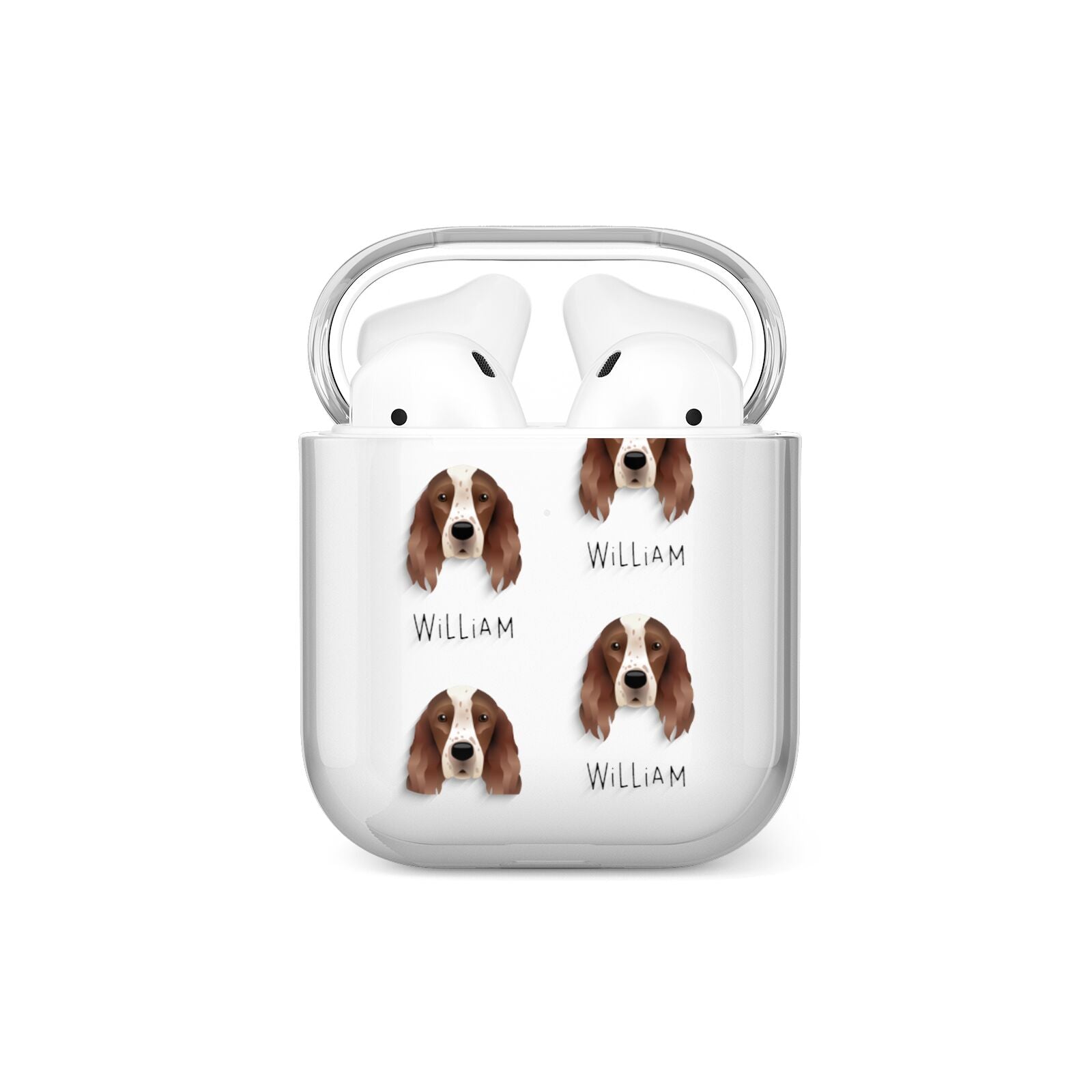 Irish Red White Setter Icon with Name AirPods Case