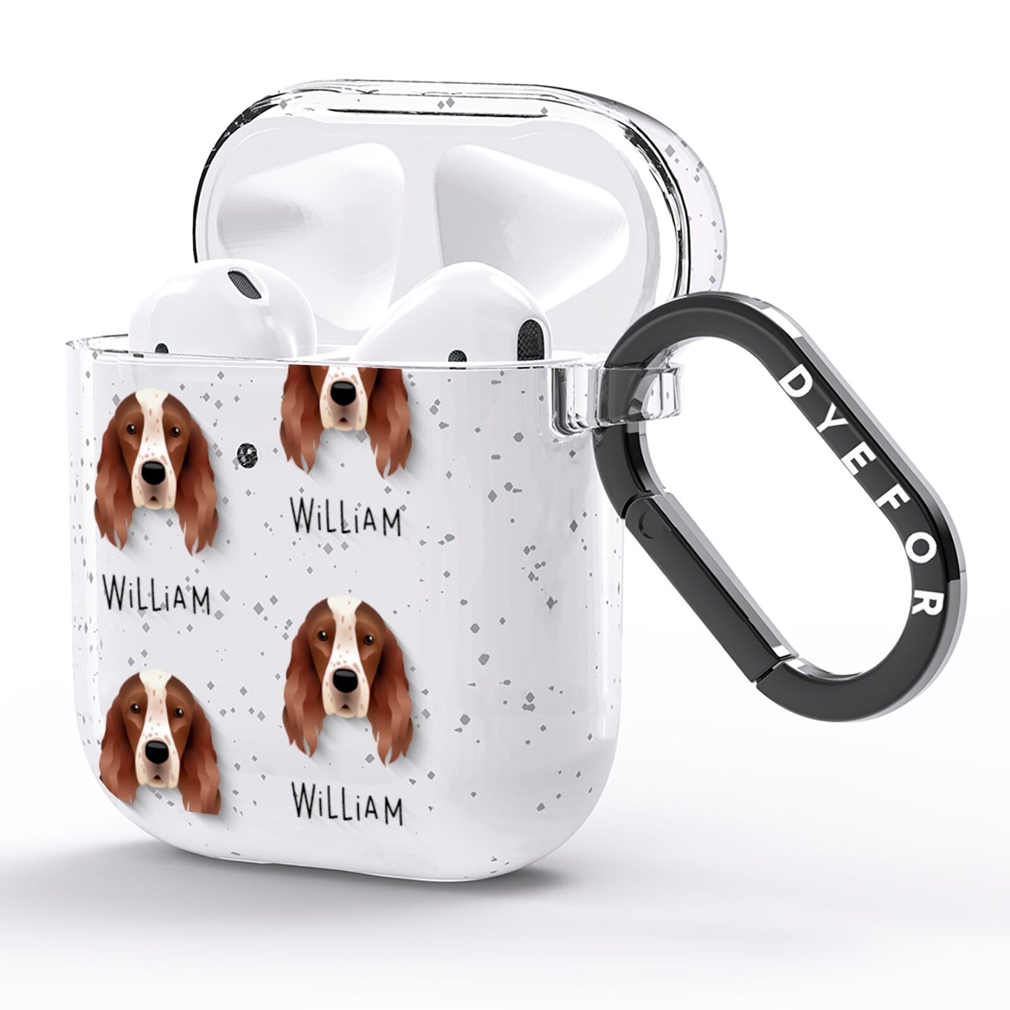 Irish Red White Setter Icon with Name AirPods Glitter Case Side Image