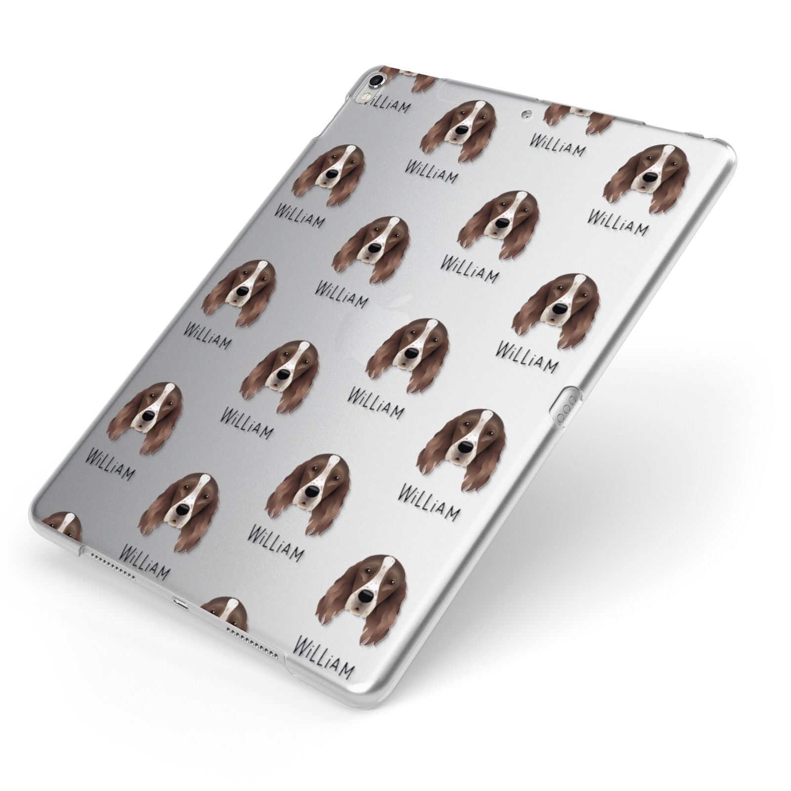 Irish Red White Setter Icon with Name Apple iPad Case on Silver iPad Side View