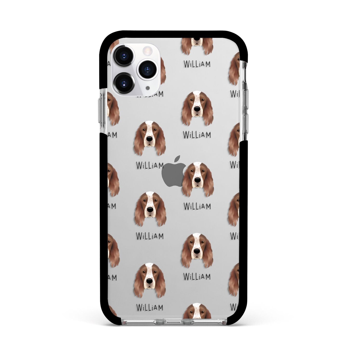 Irish Red White Setter Icon with Name Apple iPhone 11 Pro Max in Silver with Black Impact Case