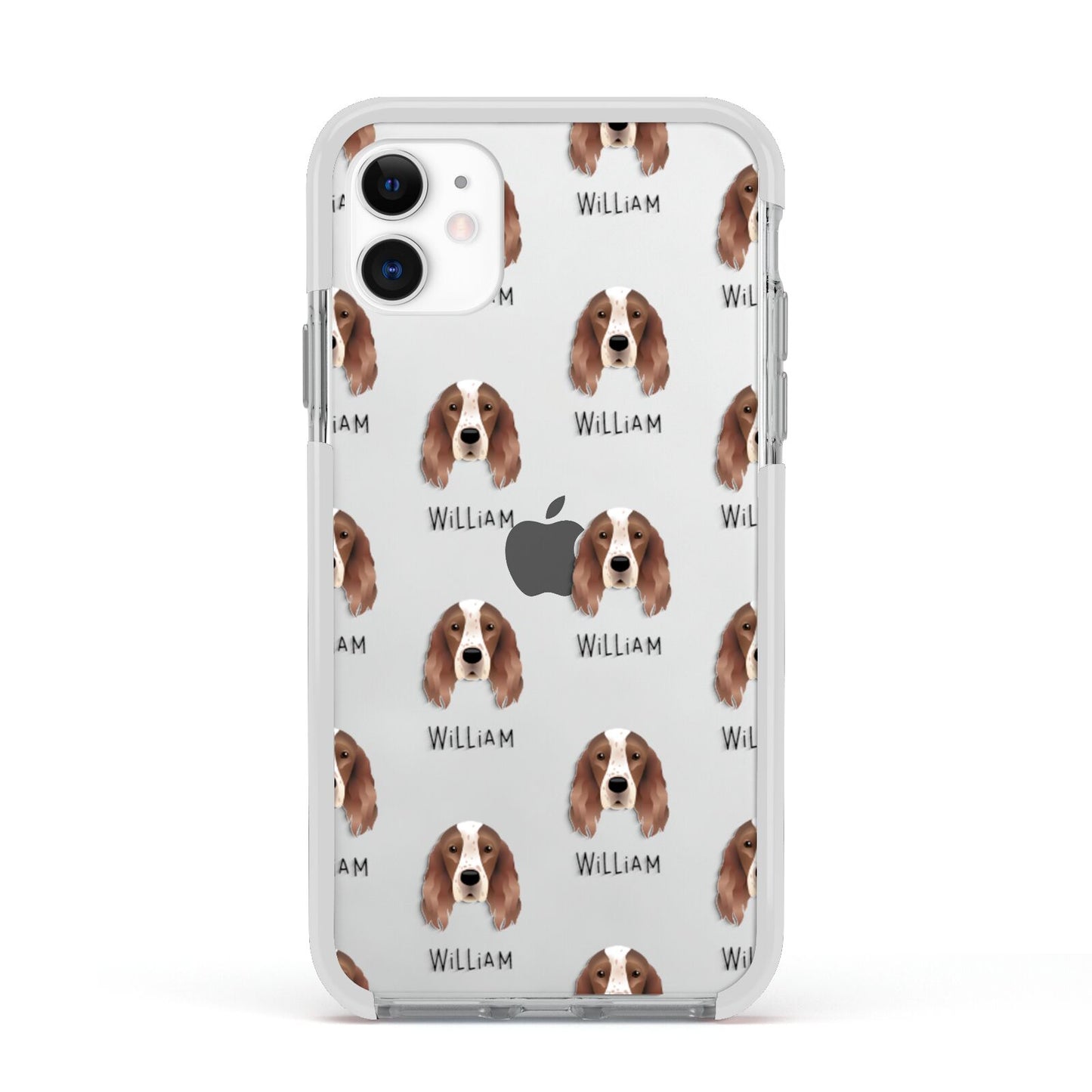 Irish Red White Setter Icon with Name Apple iPhone 11 in White with White Impact Case