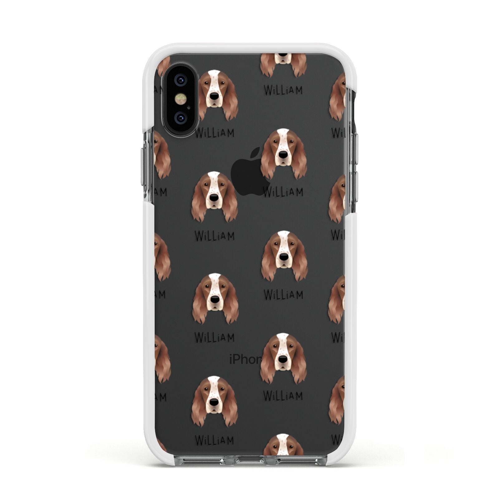 Irish Red White Setter Icon with Name Apple iPhone Xs Impact Case White Edge on Black Phone