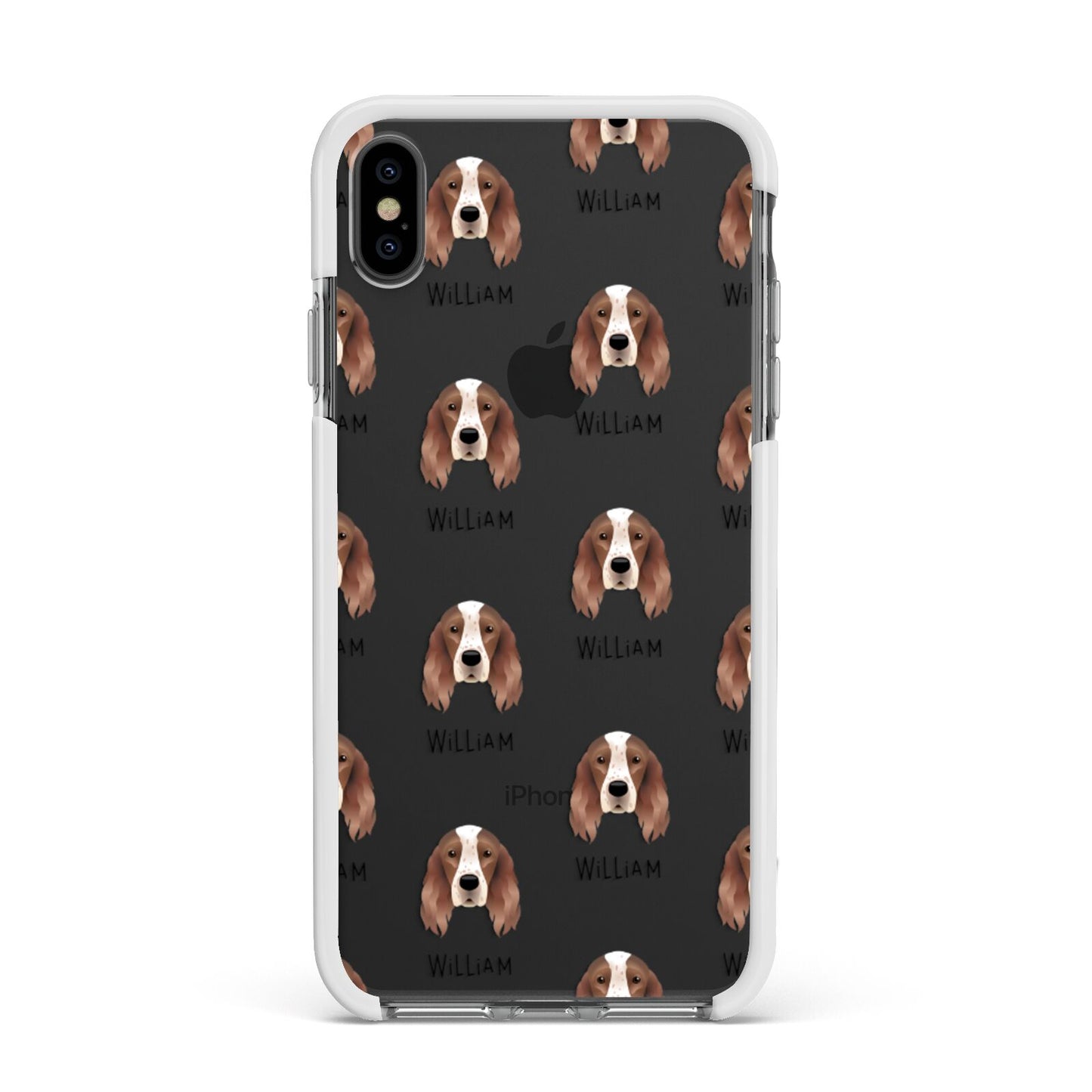 Irish Red White Setter Icon with Name Apple iPhone Xs Max Impact Case White Edge on Black Phone