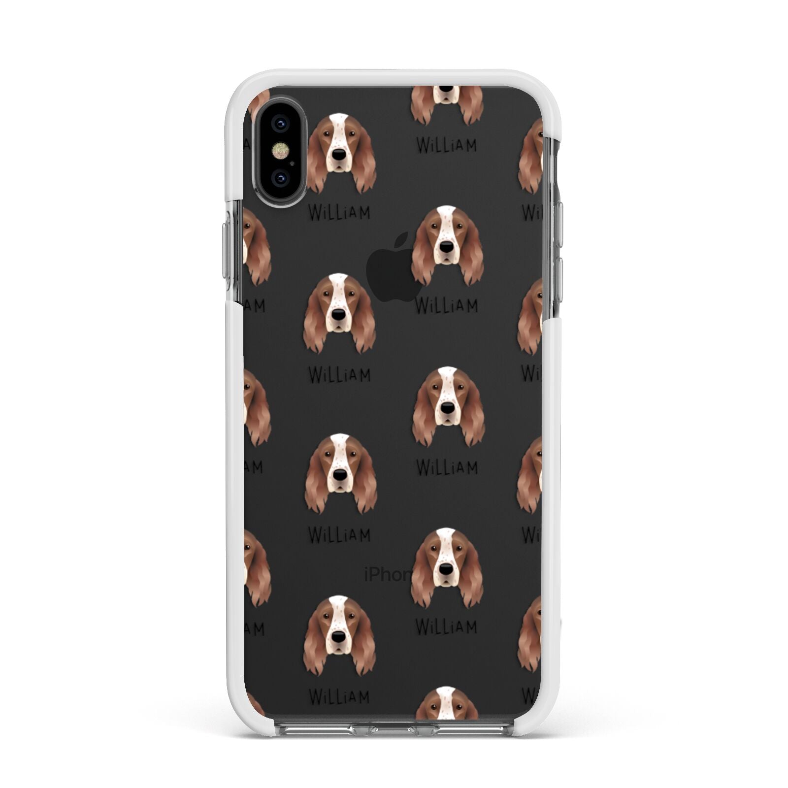 Irish Red White Setter Icon with Name Apple iPhone Xs Max Impact Case White Edge on Black Phone