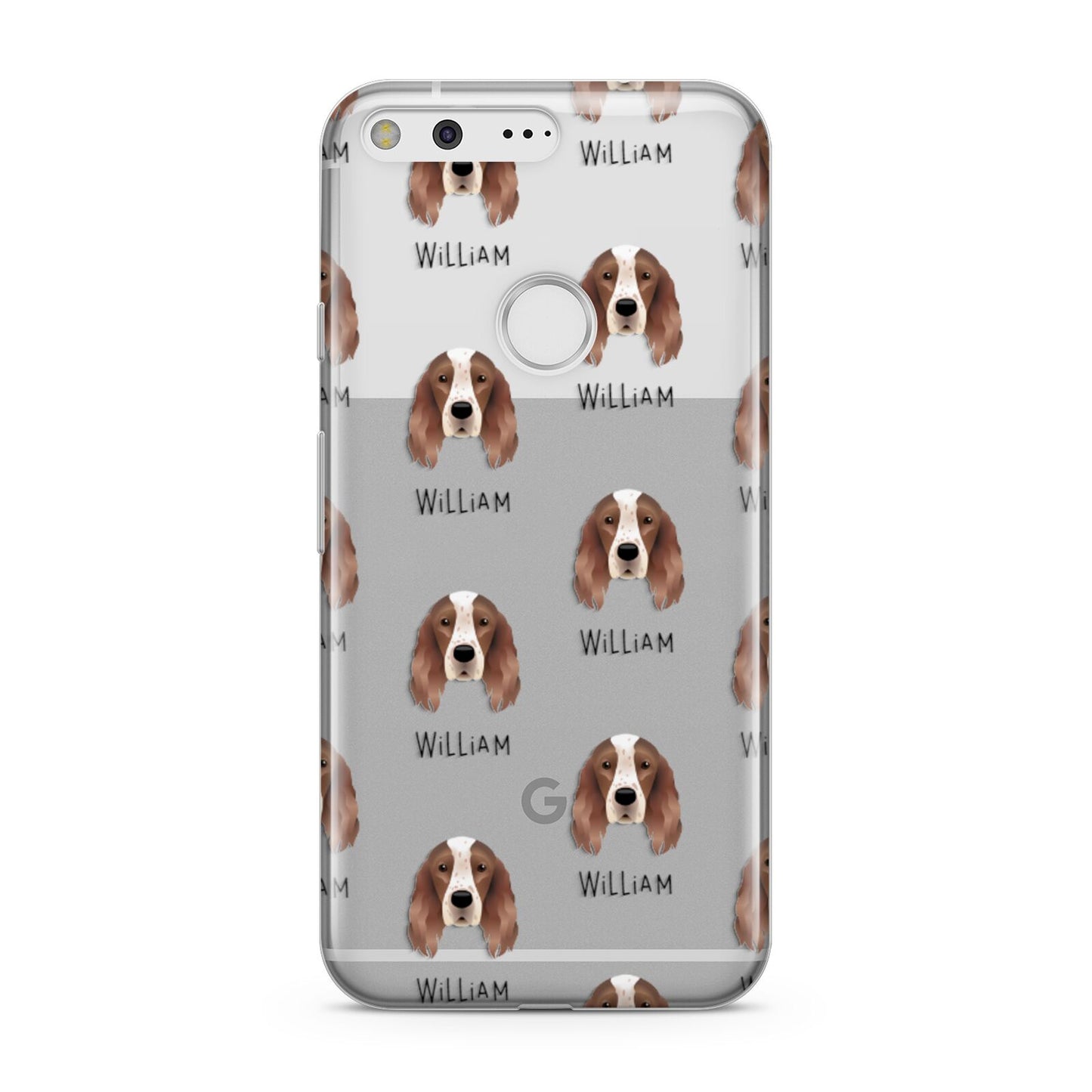 Irish Red White Setter Icon with Name Google Pixel Case