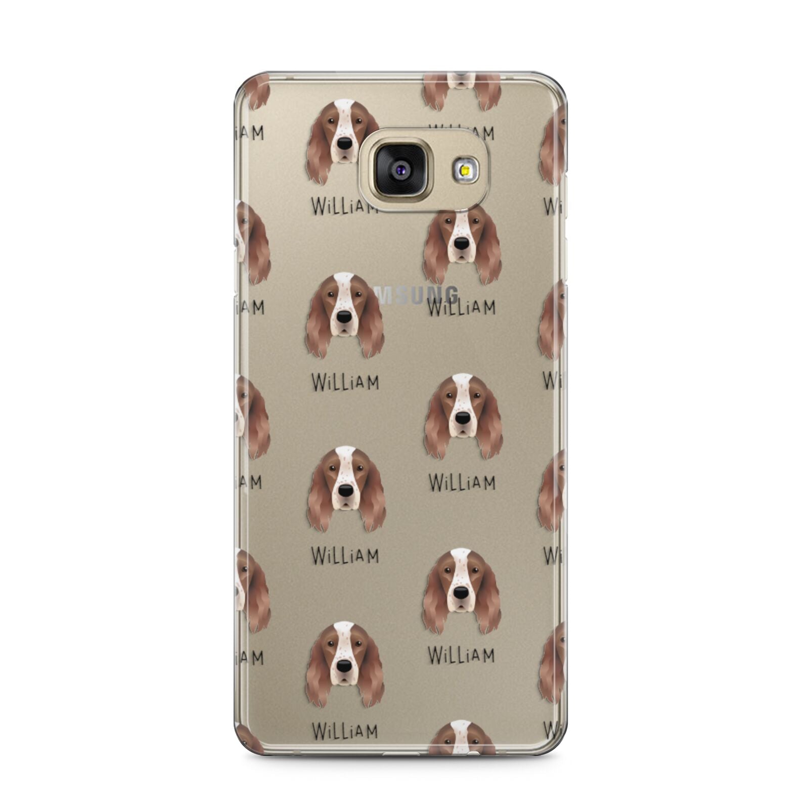 Irish Red White Setter Icon with Name Samsung Galaxy A5 2016 Case on gold phone