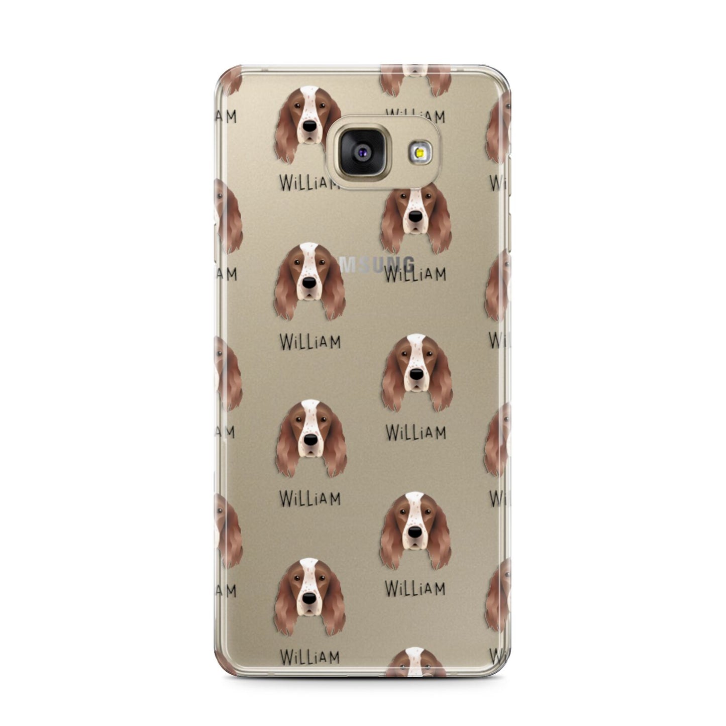 Irish Red White Setter Icon with Name Samsung Galaxy A7 2016 Case on gold phone