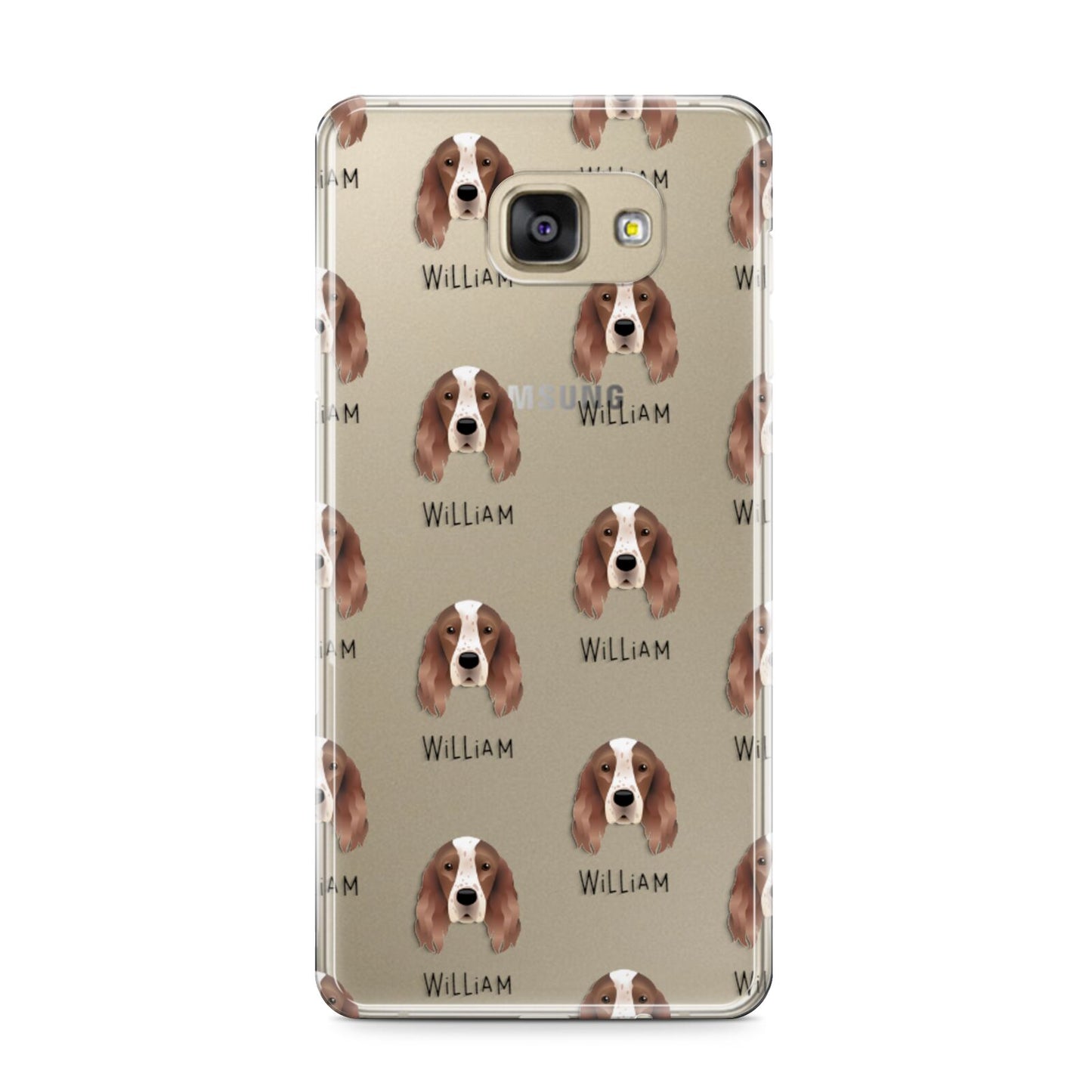Irish Red White Setter Icon with Name Samsung Galaxy A9 2016 Case on gold phone
