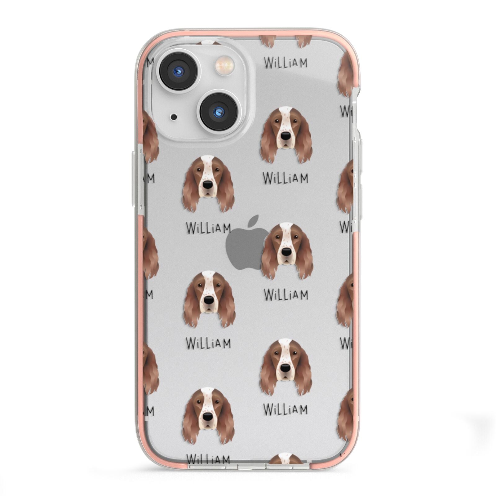 Irish Red White Setter Icon with Name iPhone 13 Mini TPU Impact Case with Pink Edges