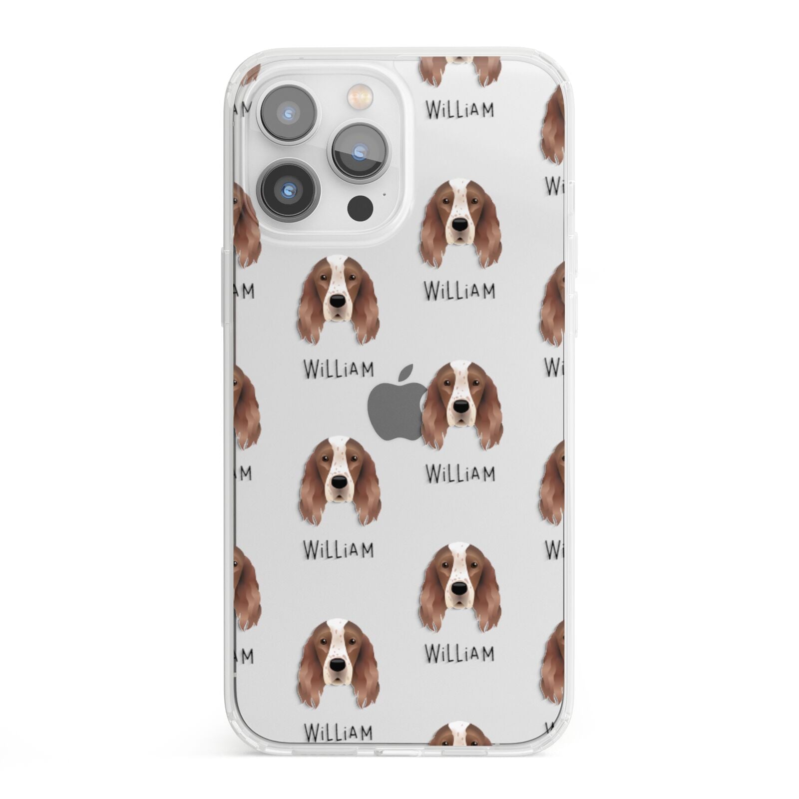Irish Red White Setter Icon with Name iPhone 13 Pro Max Clear Bumper Case