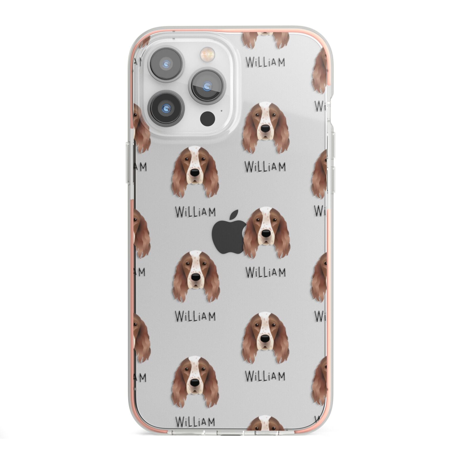 Irish Red White Setter Icon with Name iPhone 13 Pro Max TPU Impact Case with Pink Edges