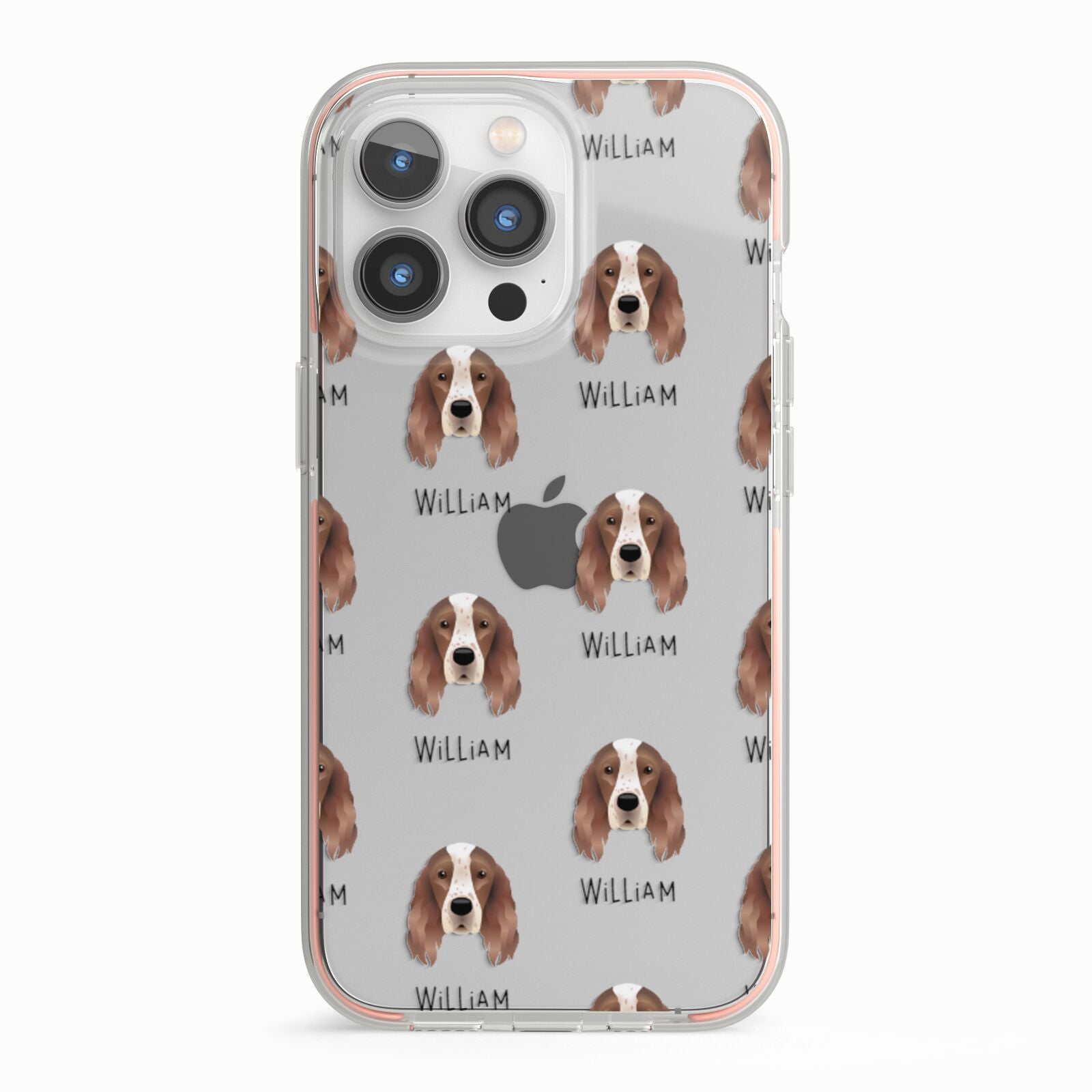 Irish Red White Setter Icon with Name iPhone 13 Pro TPU Impact Case with Pink Edges