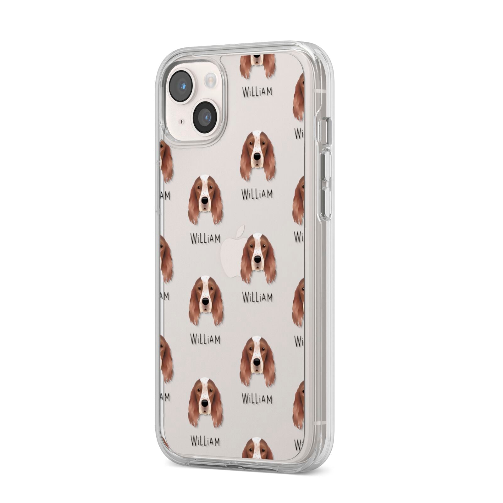 Irish Red White Setter Icon with Name iPhone 14 Plus Clear Tough Case Starlight Angled Image