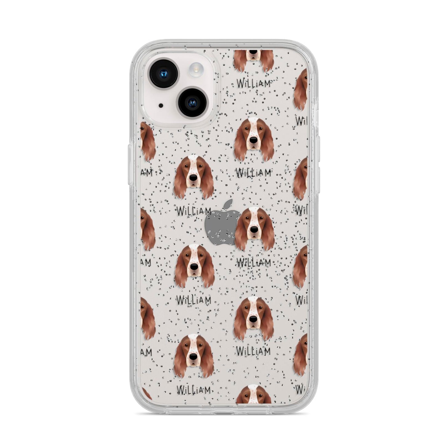 Irish Red White Setter Icon with Name iPhone 14 Plus Glitter Tough Case Starlight