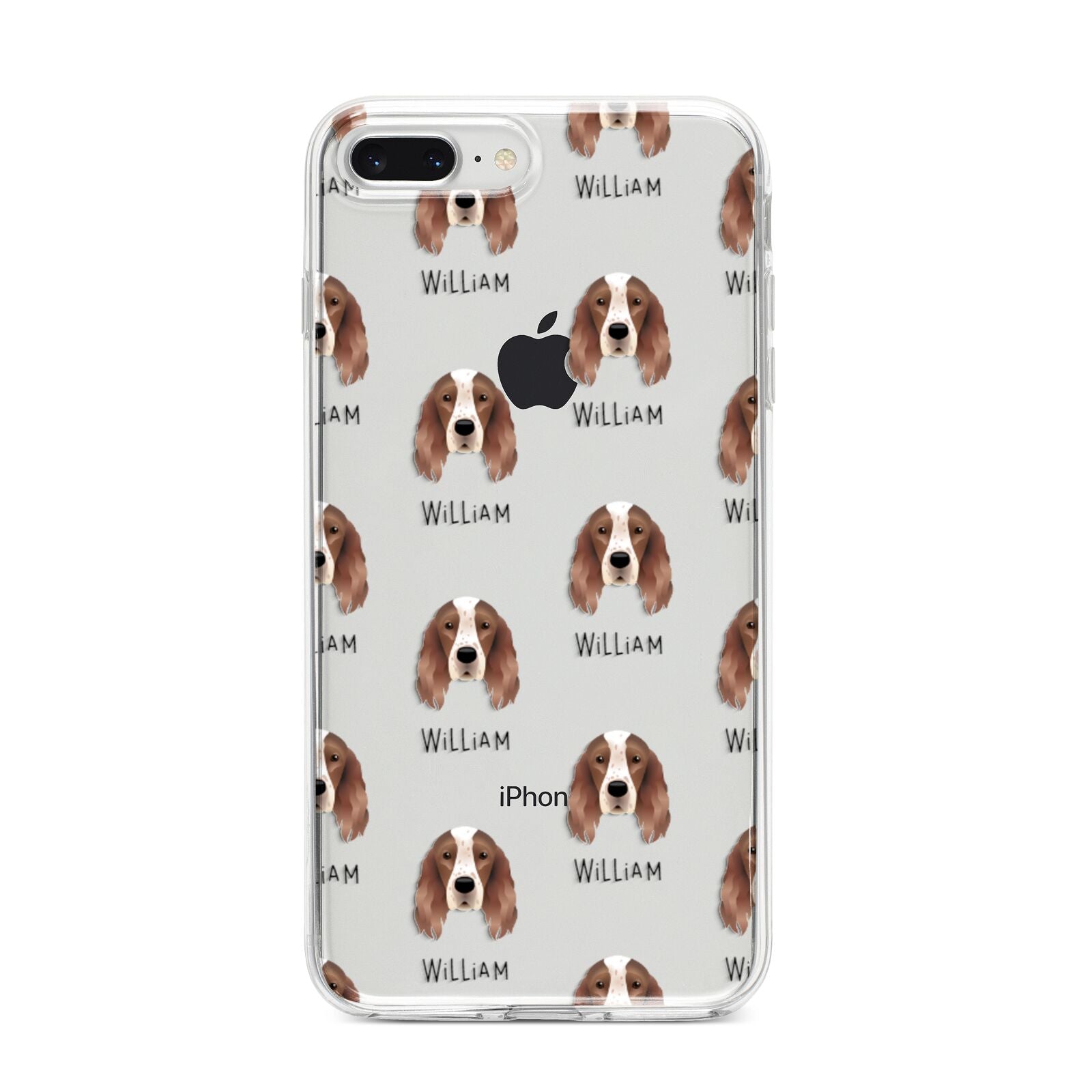 Irish Red White Setter Icon with Name iPhone 8 Plus Bumper Case on Silver iPhone