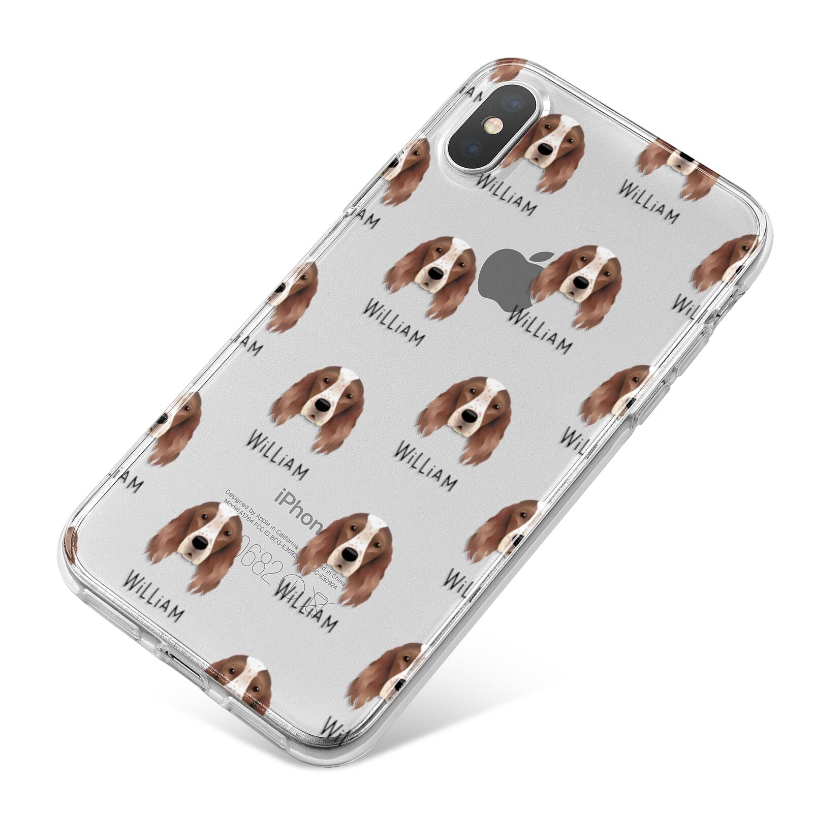 Irish Red White Setter Icon with Name iPhone X Bumper Case on Silver iPhone