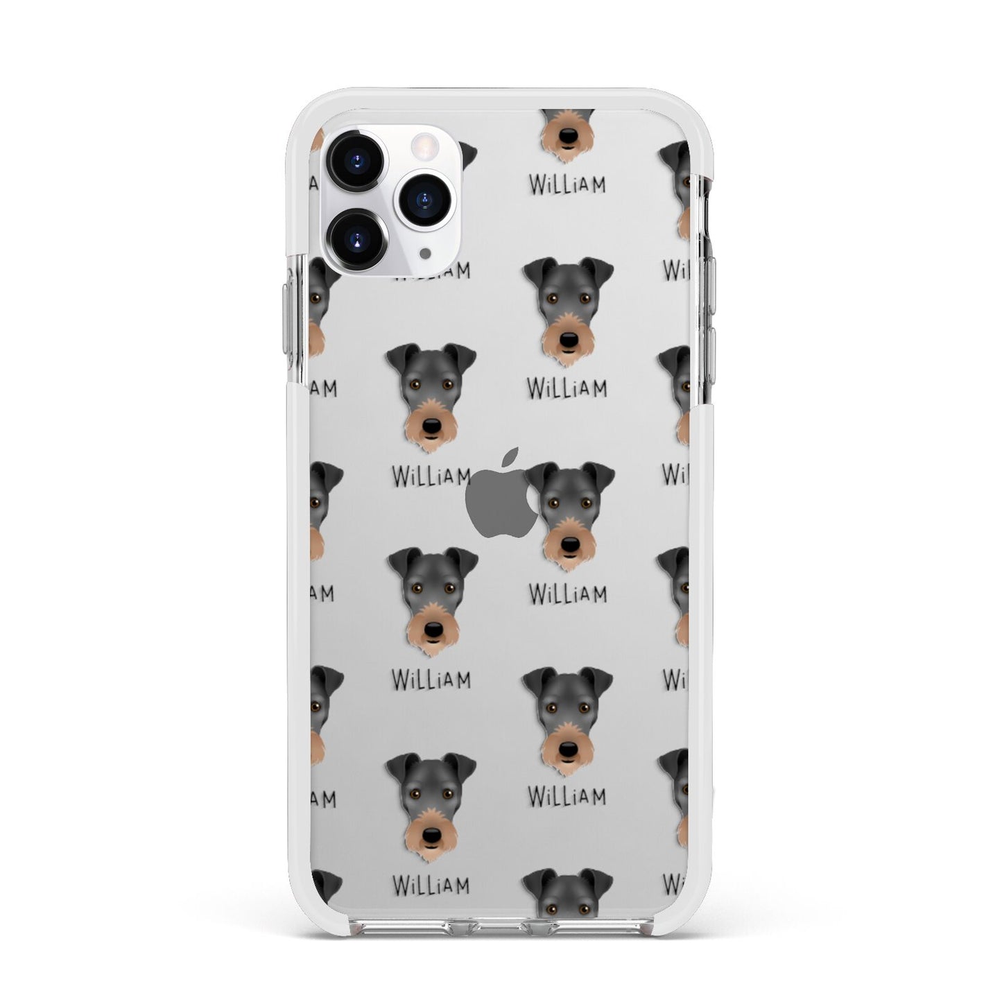 Irish Terrier Icon with Name Apple iPhone 11 Pro Max in Silver with White Impact Case