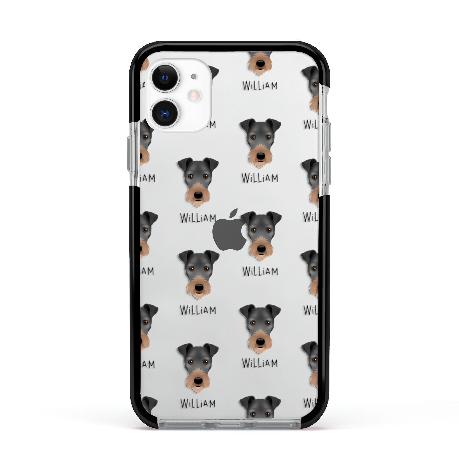 Irish Terrier Icon with Name Apple iPhone 11 in White with Black Impact Case