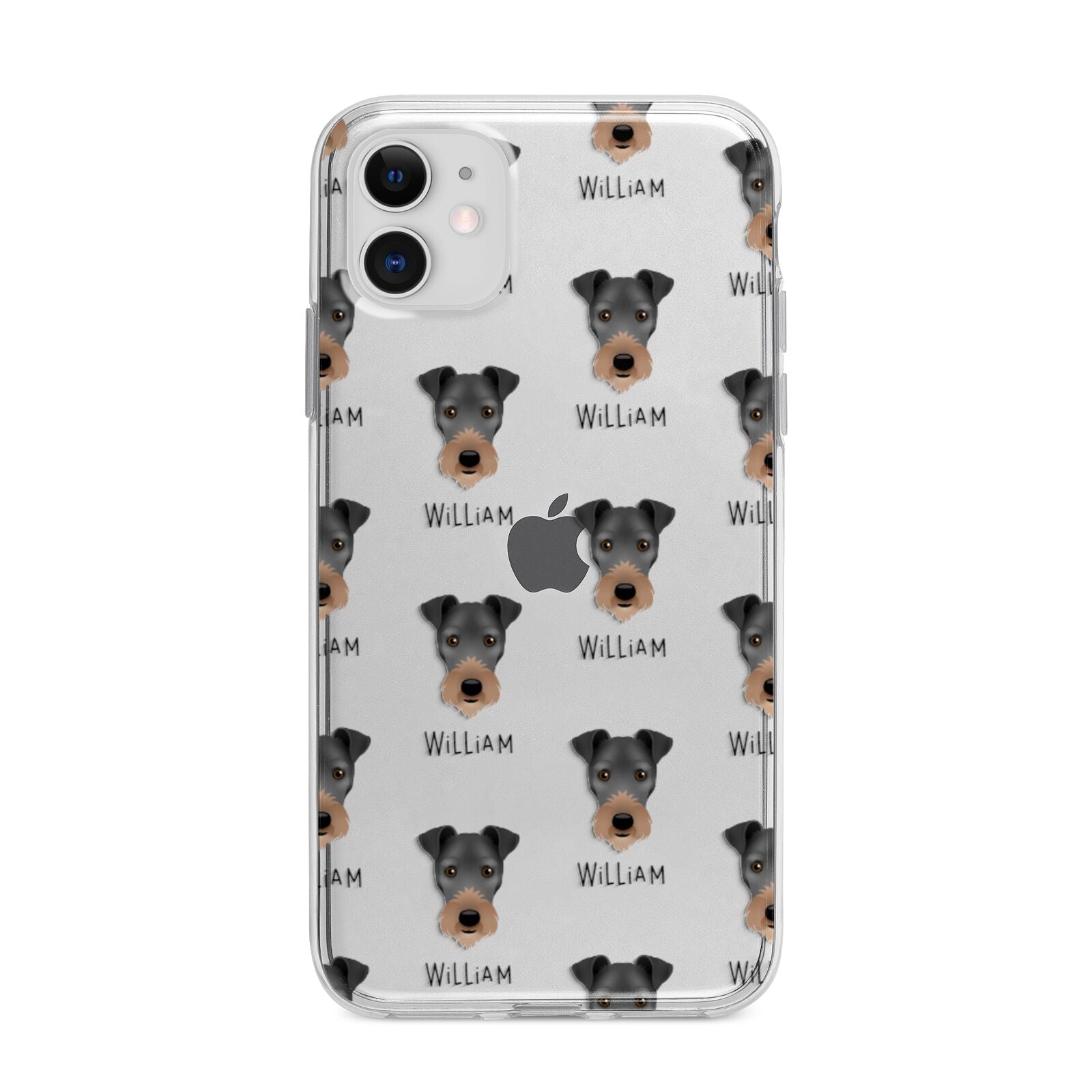 Irish Terrier Icon with Name Apple iPhone 11 in White with Bumper Case