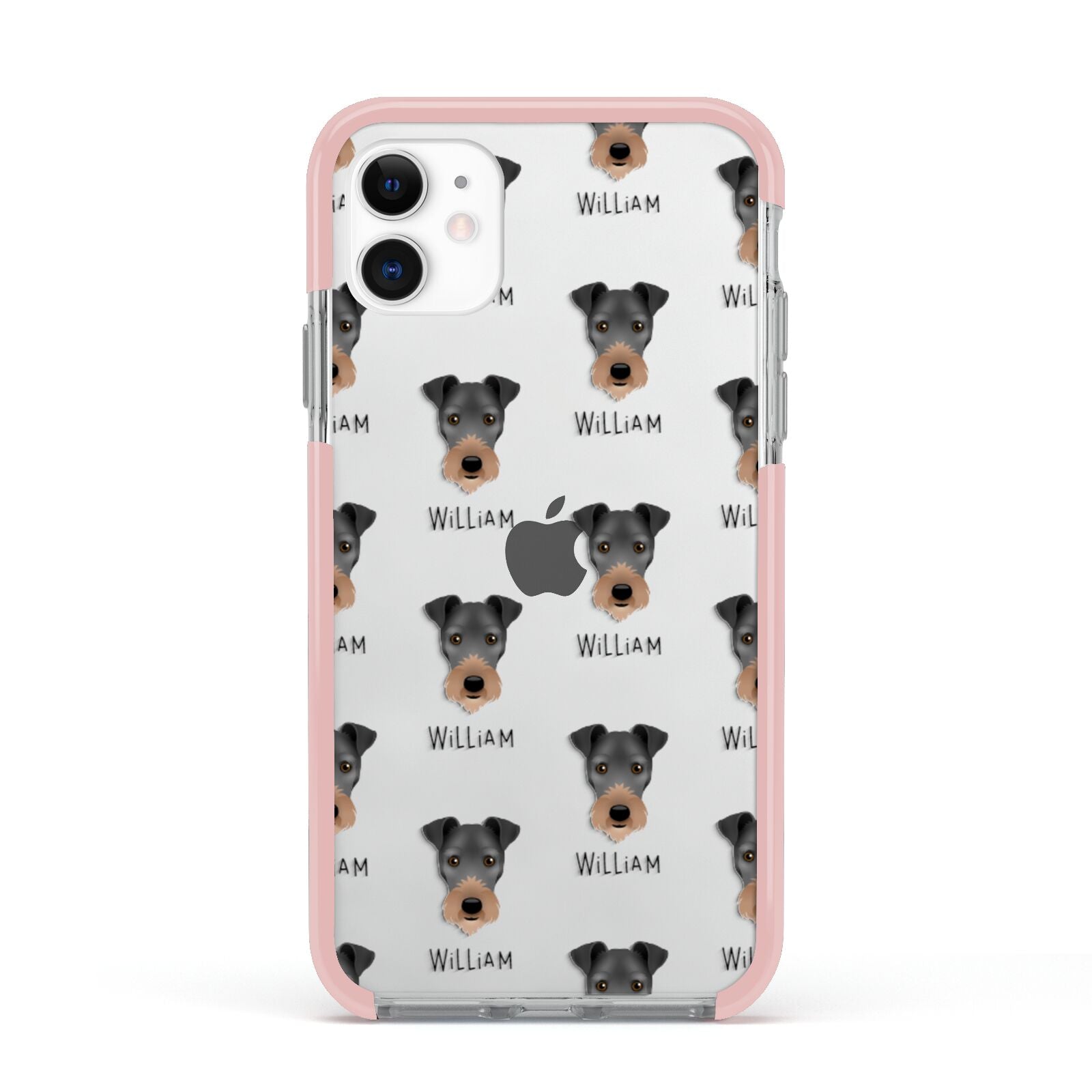 Irish Terrier Icon with Name Apple iPhone 11 in White with Pink Impact Case