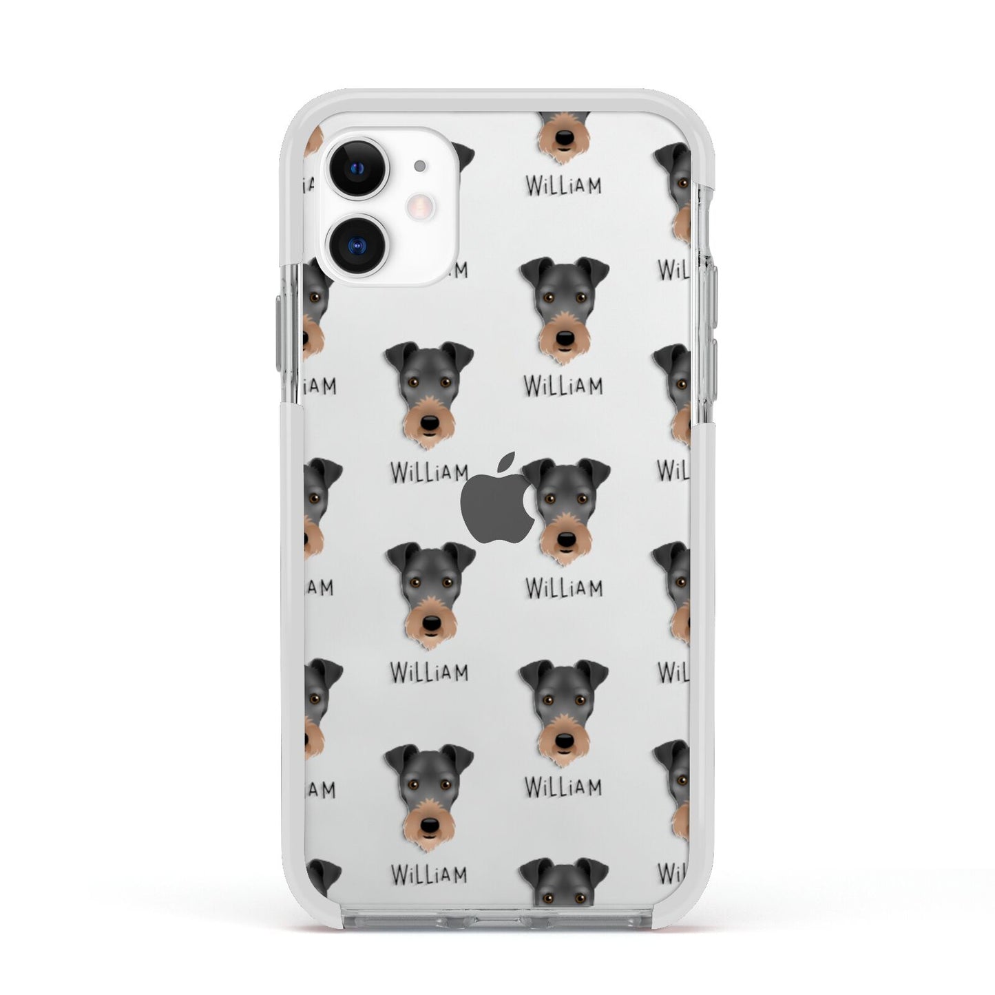 Irish Terrier Icon with Name Apple iPhone 11 in White with White Impact Case