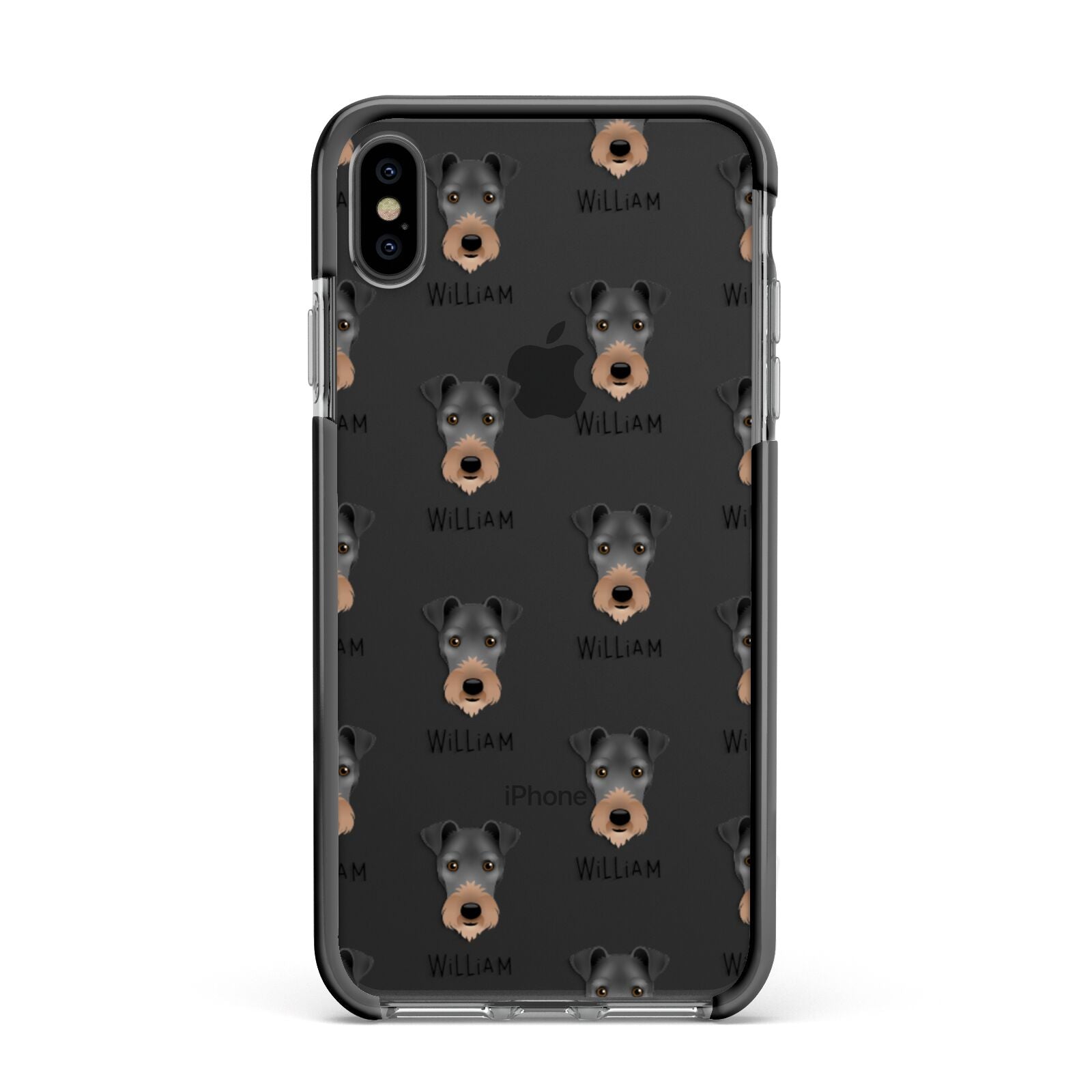 Irish Terrier Icon with Name Apple iPhone Xs Max Impact Case Black Edge on Black Phone