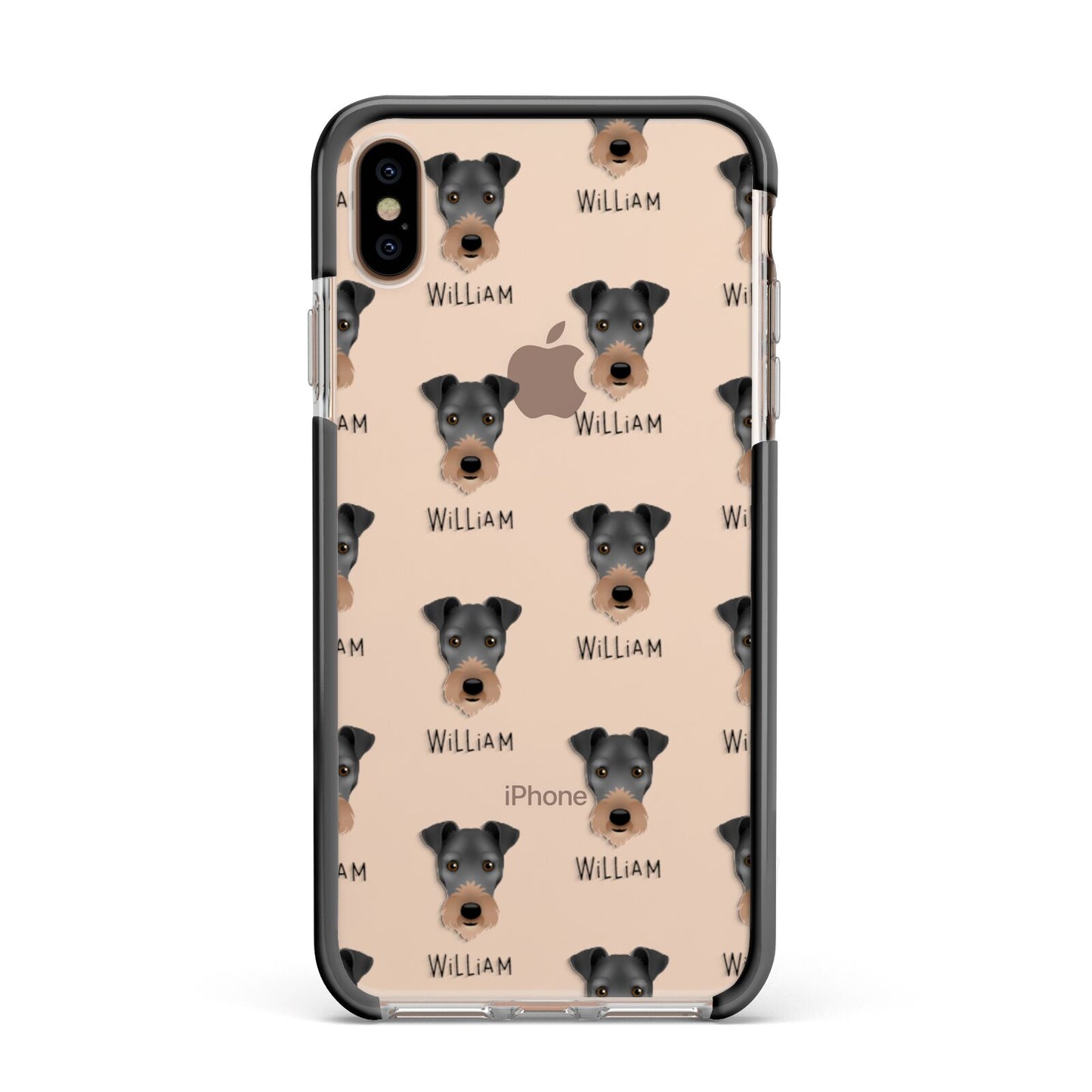 Irish Terrier Icon with Name Apple iPhone Xs Max Impact Case Black Edge on Gold Phone