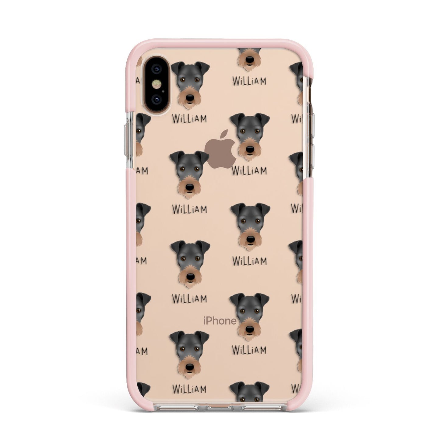 Irish Terrier Icon with Name Apple iPhone Xs Max Impact Case Pink Edge on Gold Phone