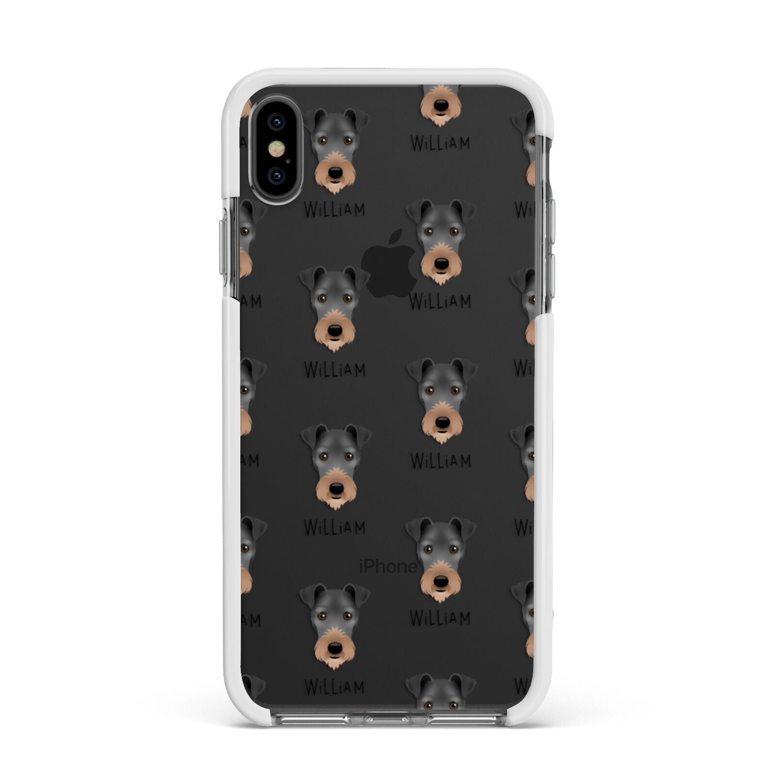 Irish Terrier Icon with Name Apple iPhone Xs Max Impact Case White Edge on Black Phone