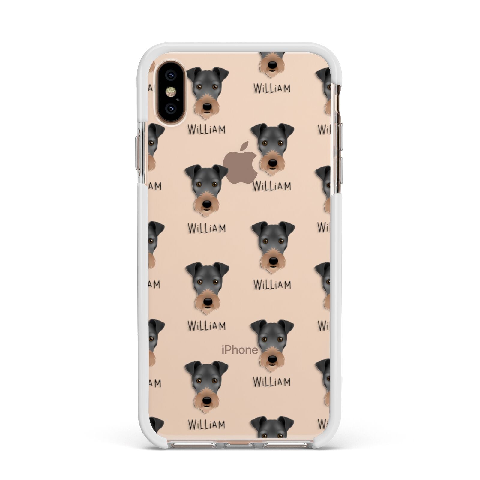 Irish Terrier Icon with Name Apple iPhone Xs Max Impact Case White Edge on Gold Phone