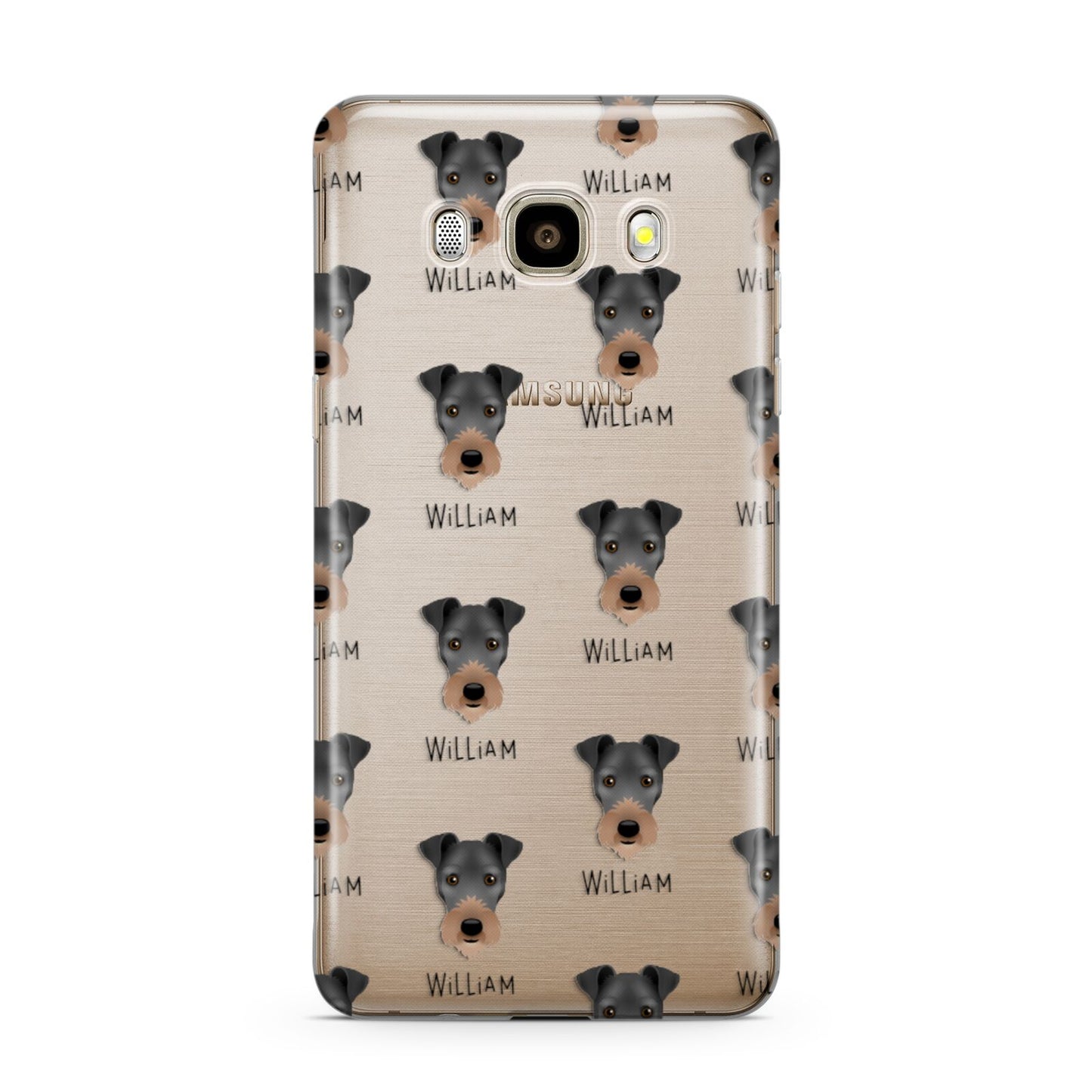 Irish Terrier Icon with Name Samsung Galaxy J7 2016 Case on gold phone