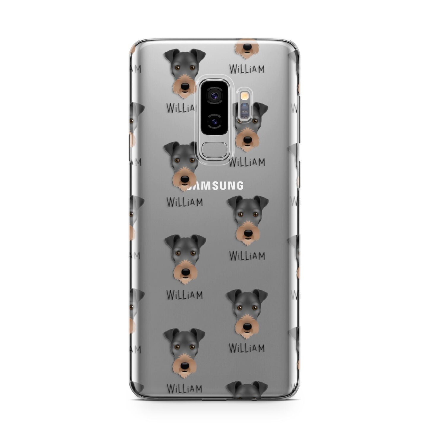 Irish Terrier Icon with Name Samsung Galaxy S9 Plus Case on Silver phone