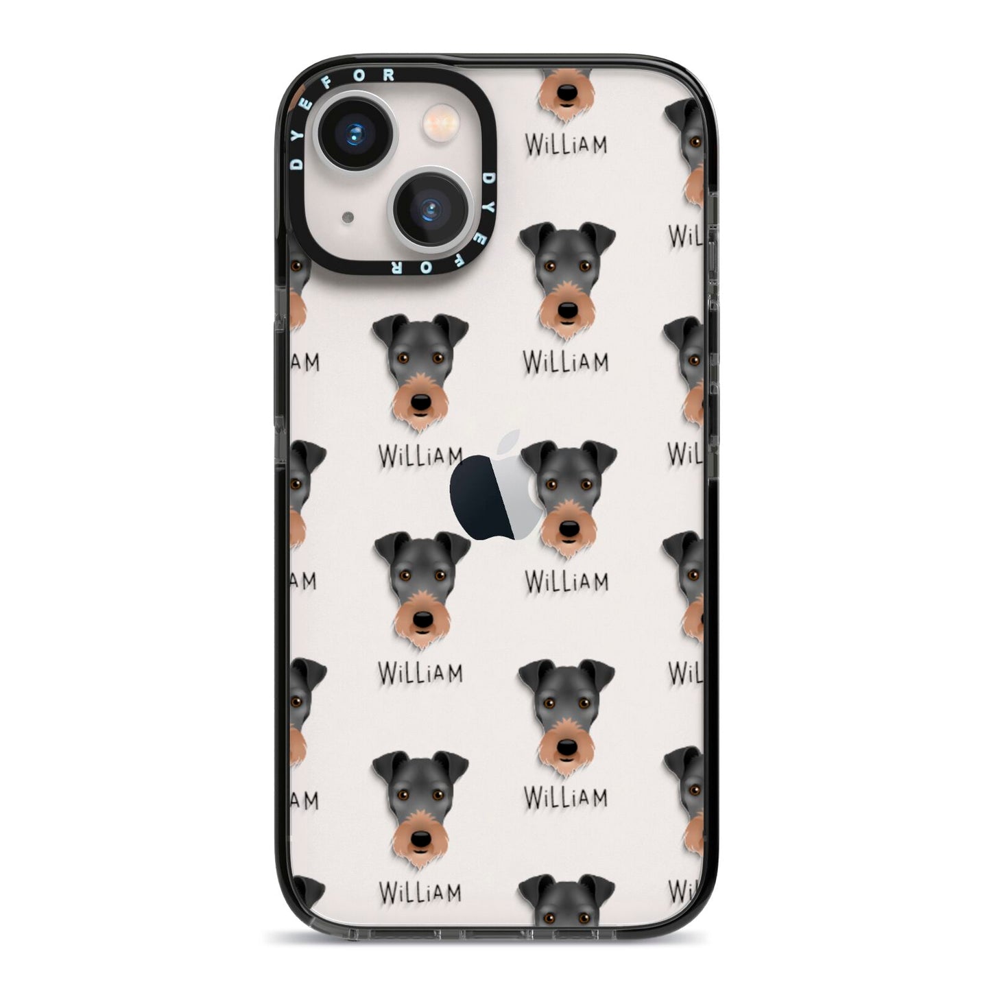 Irish Terrier Icon with Name iPhone 13 Black Impact Case on Silver phone