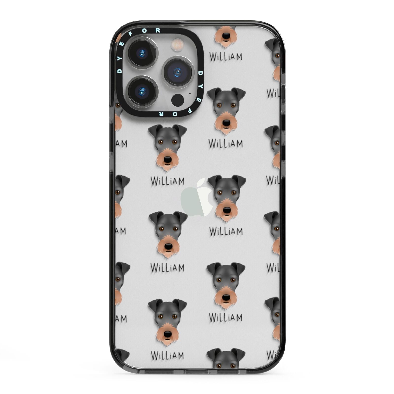 Irish Terrier Icon with Name iPhone 13 Pro Max Black Impact Case on Silver phone