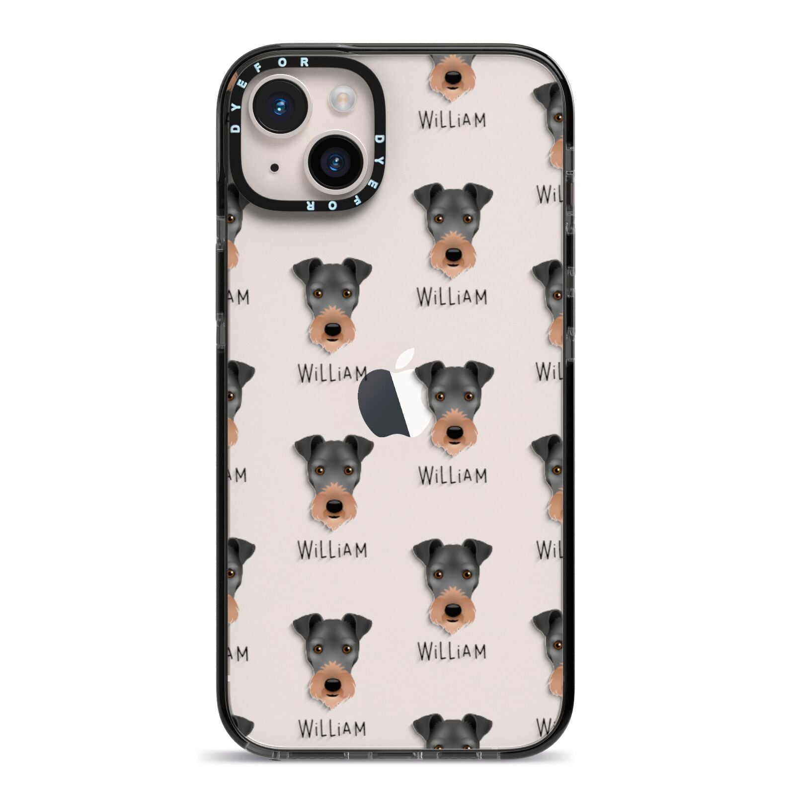 Irish Terrier Icon with Name iPhone 14 Plus Black Impact Case on Silver phone