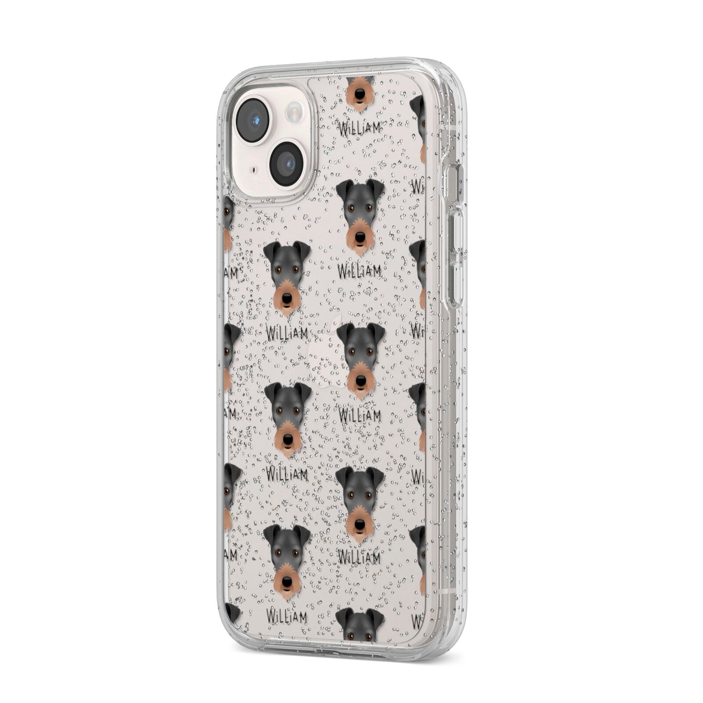 Irish Terrier Icon with Name iPhone 14 Plus Glitter Tough Case Starlight Angled Image