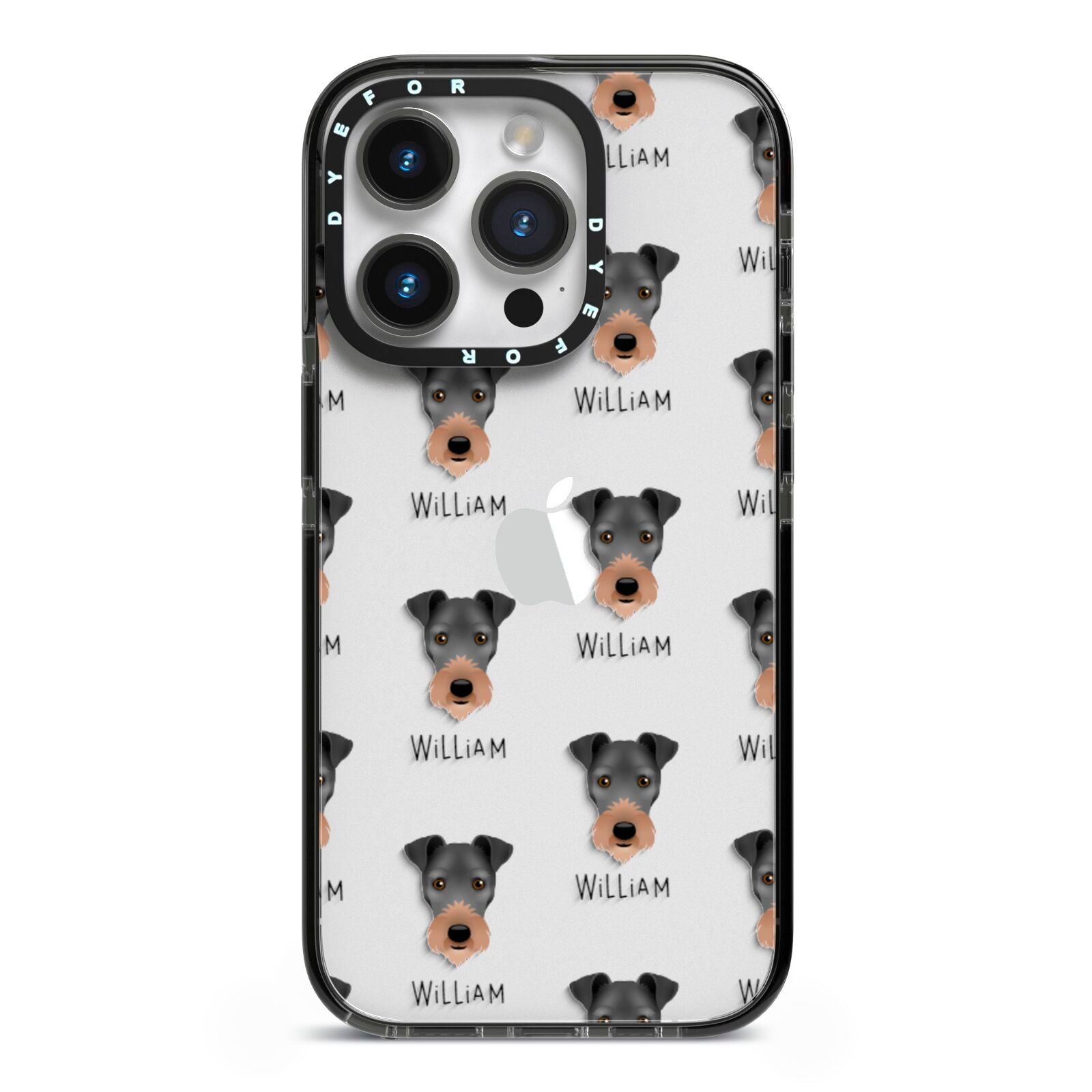 Irish Terrier Icon with Name iPhone 14 Pro Black Impact Case on Silver phone