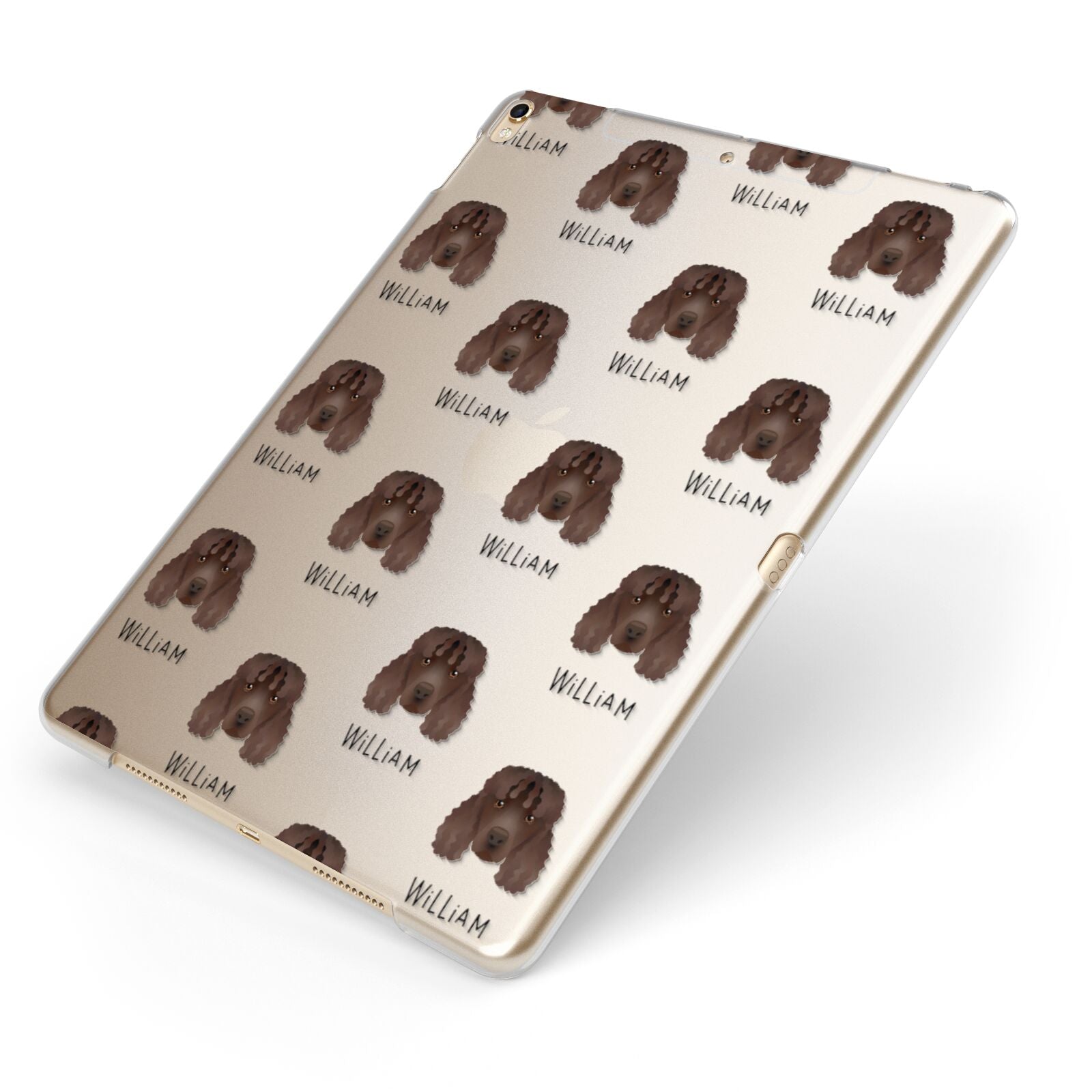 Irish Water Spaniel Icon with Name Apple iPad Case on Gold iPad Side View