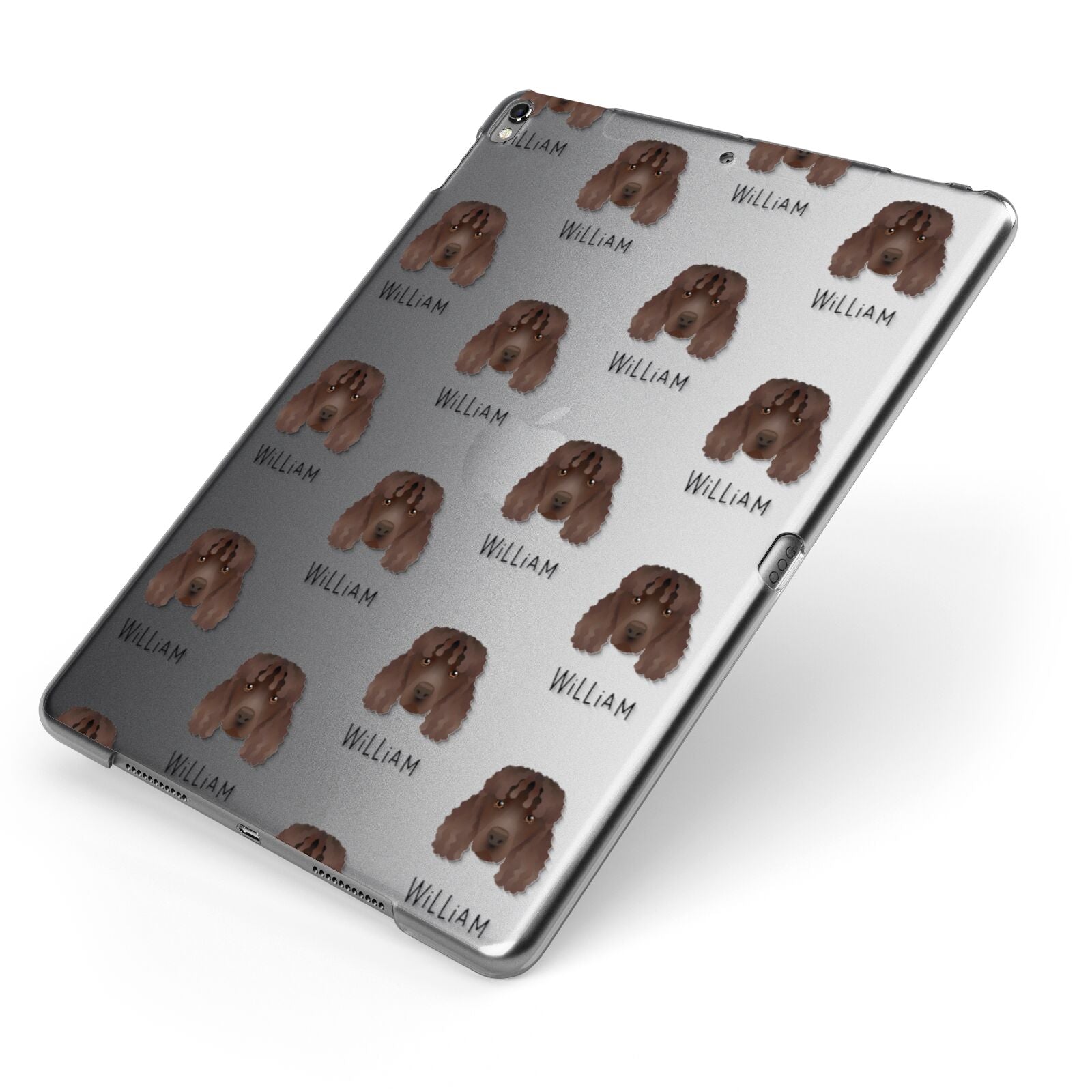 Irish Water Spaniel Icon with Name Apple iPad Case on Grey iPad Side View