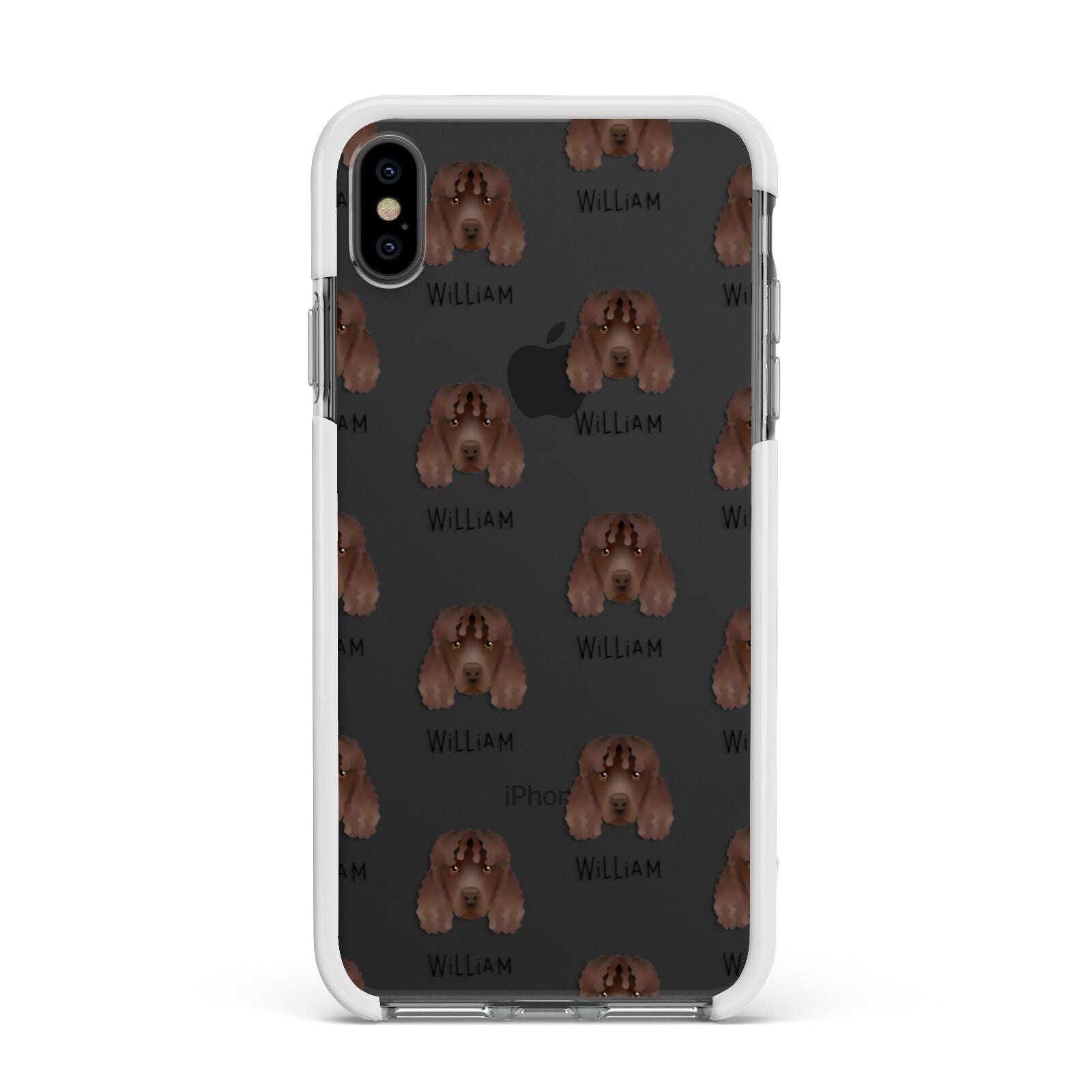 Irish Water Spaniel Icon with Name Apple iPhone Xs Max Impact Case White Edge on Black Phone