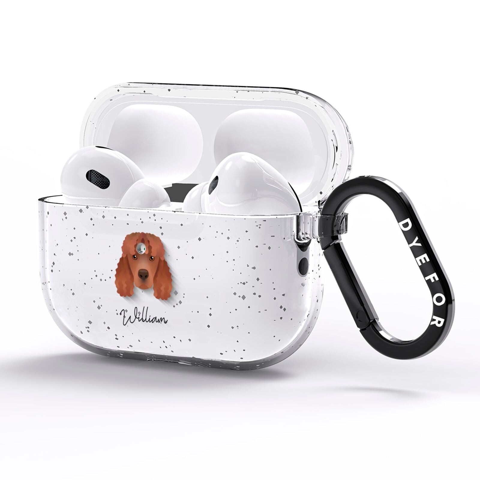 Irish Water Spaniel Personalised AirPods Pro Glitter Case Side Image