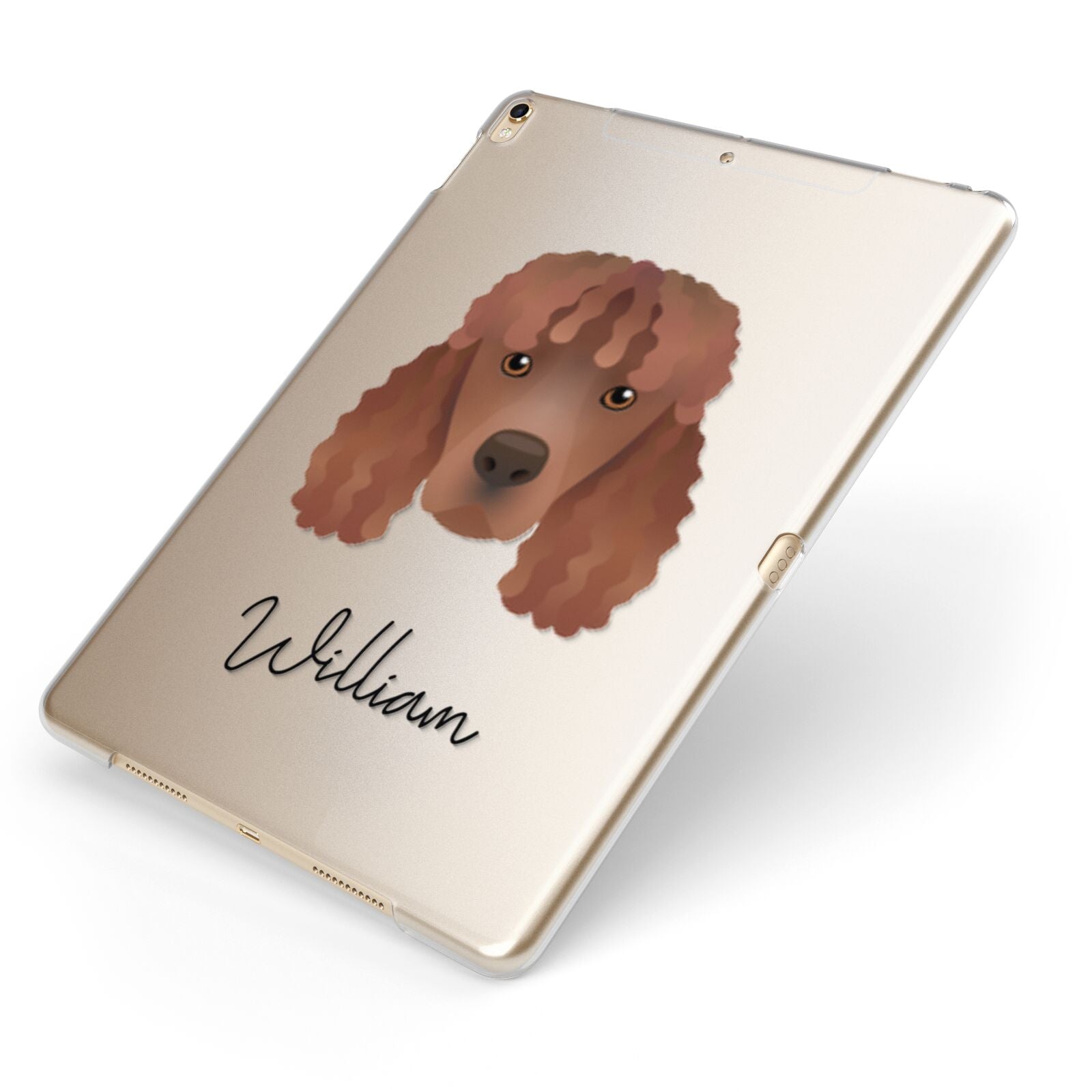 Irish Water Spaniel Personalised Apple iPad Case on Gold iPad Side View