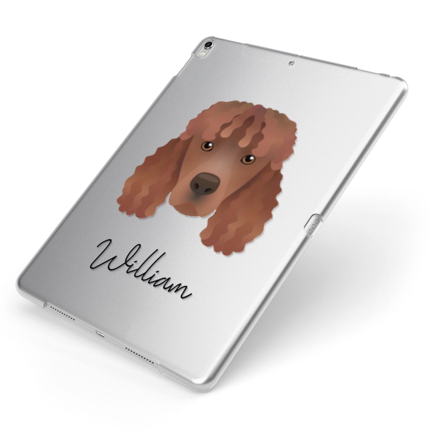 Irish Water Spaniel Personalised Apple iPad Case on Silver iPad Side View