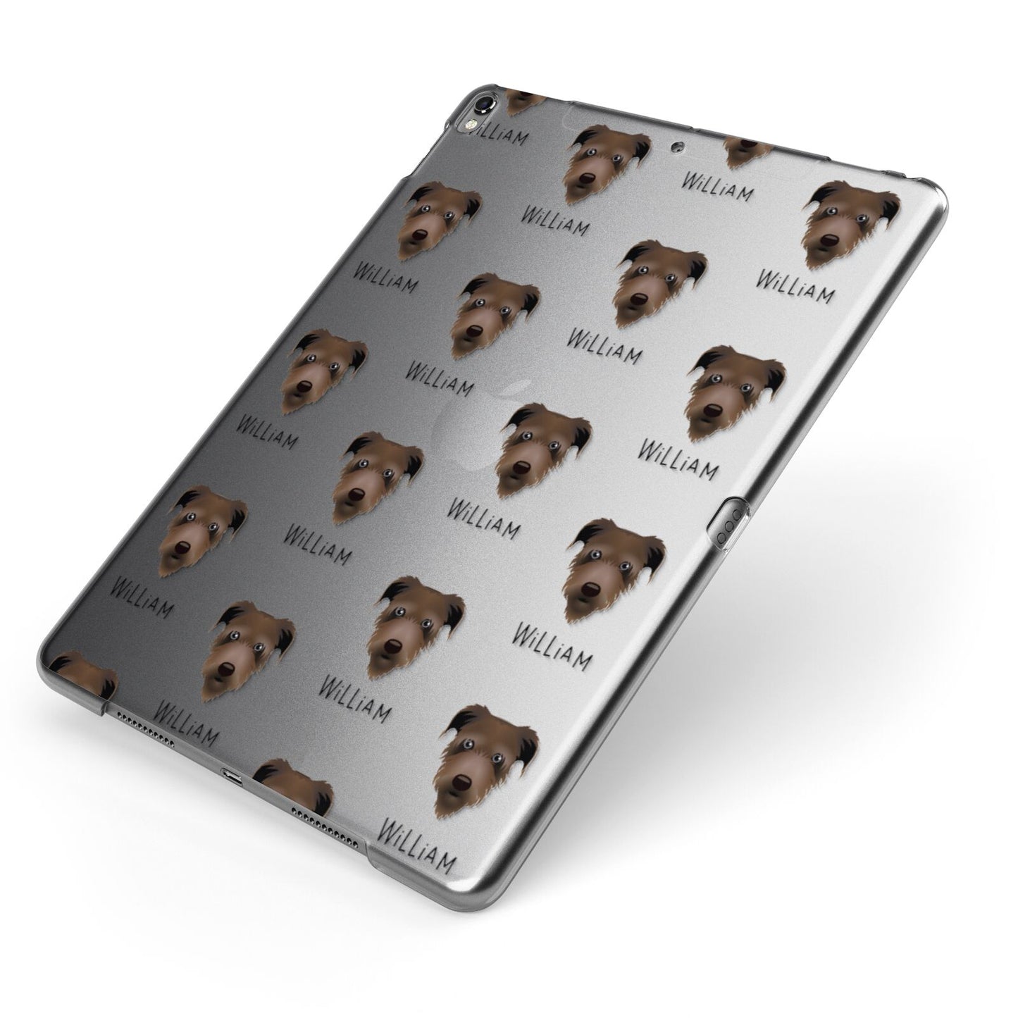 Irish Wolfhound Icon with Name Apple iPad Case on Grey iPad Side View