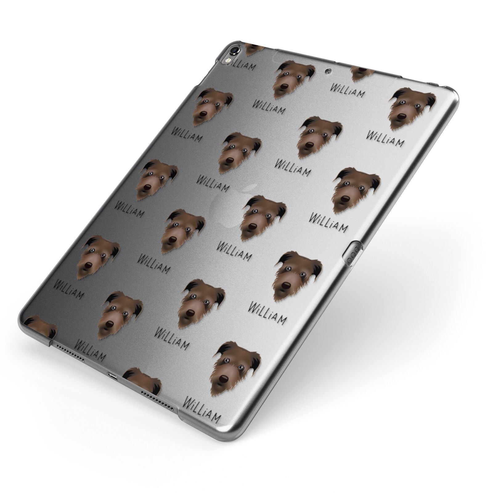 Irish Wolfhound Icon with Name Apple iPad Case on Grey iPad Side View