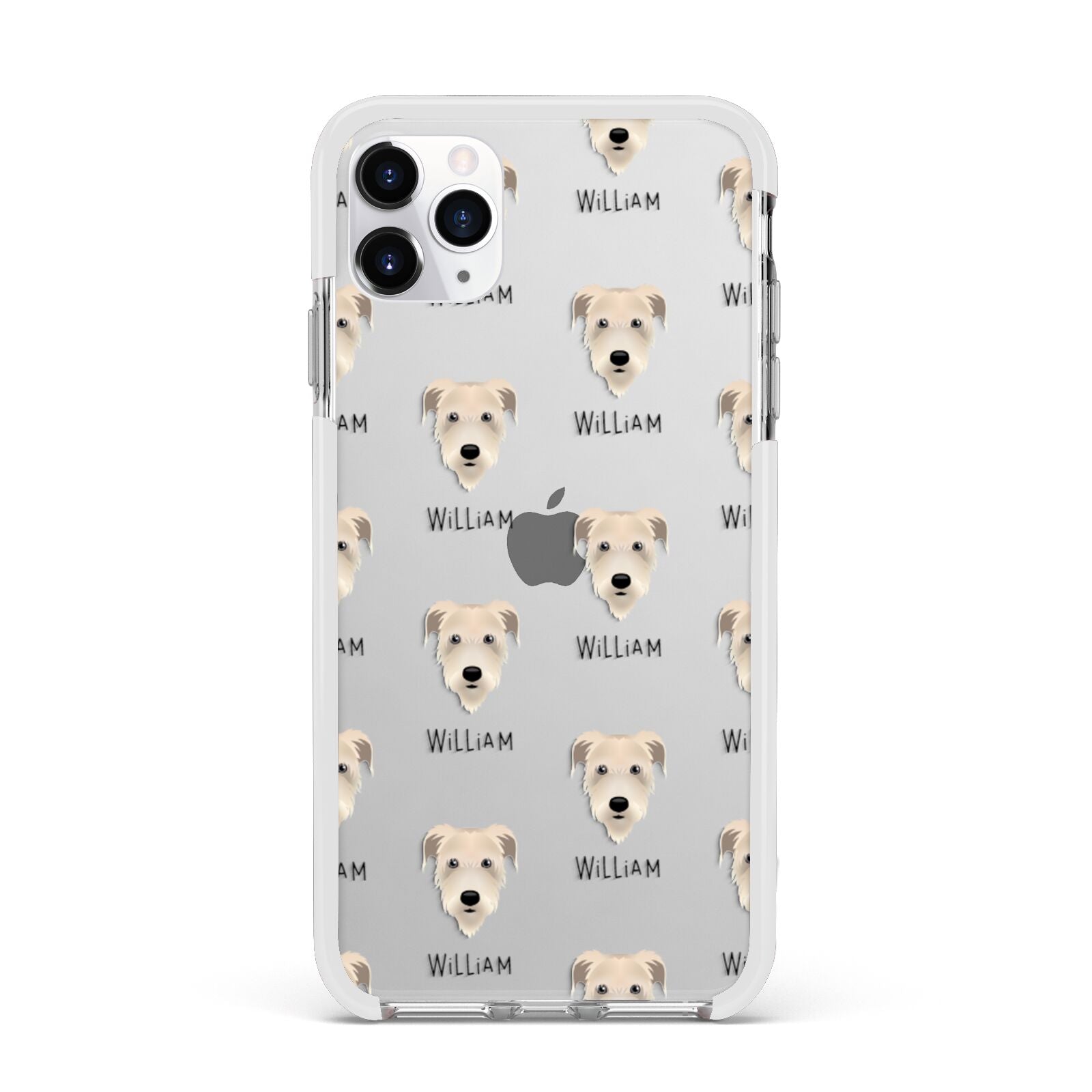 Irish Wolfhound Icon with Name Apple iPhone 11 Pro Max in Silver with White Impact Case