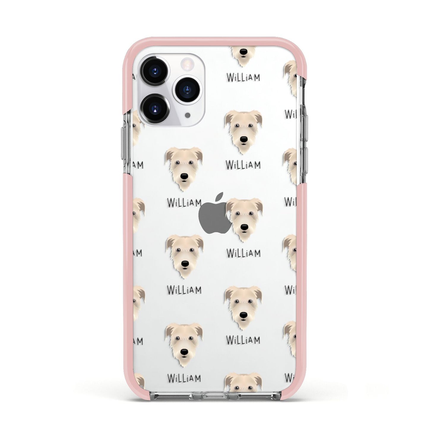 Irish Wolfhound Icon with Name Apple iPhone 11 Pro in Silver with Pink Impact Case